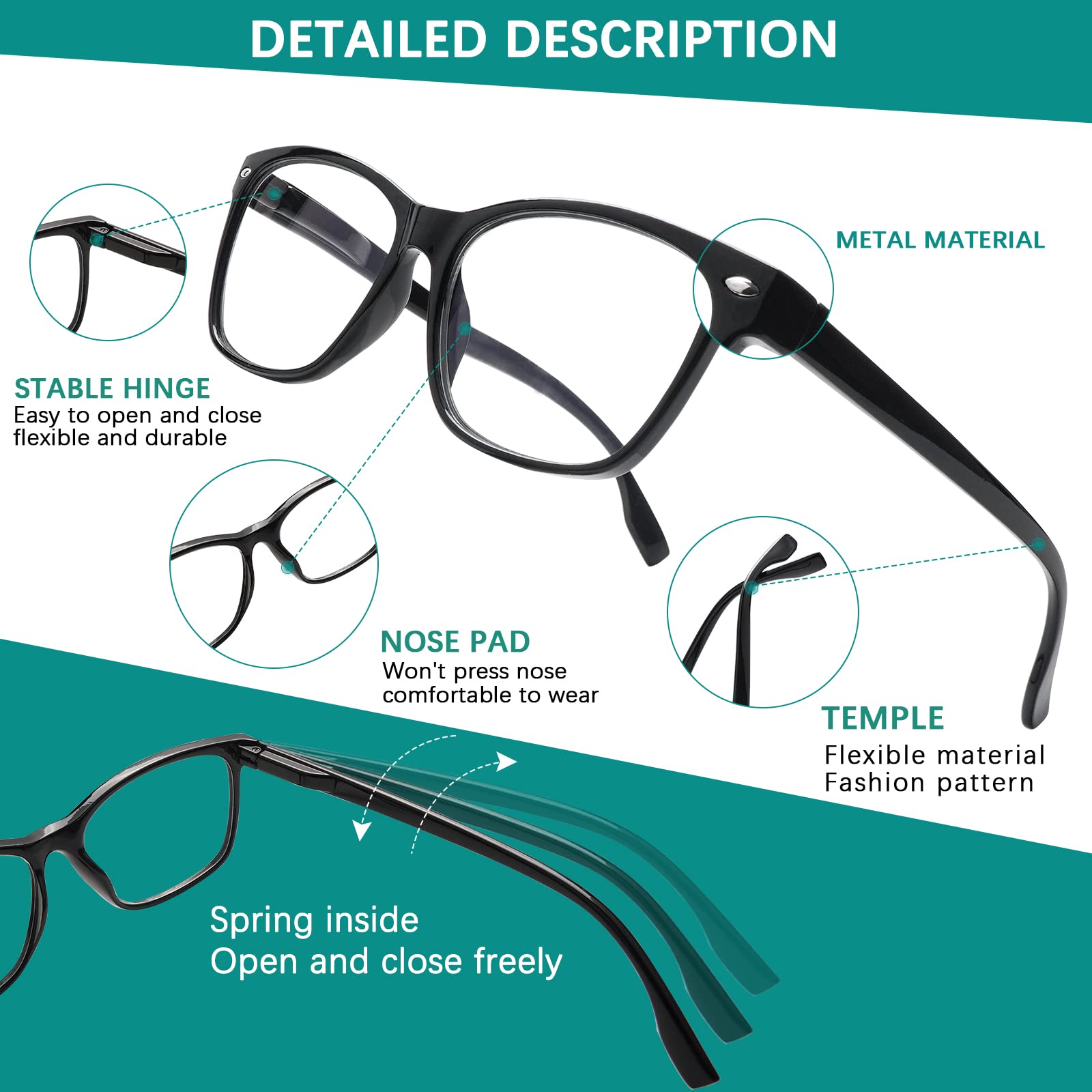 VIDEBLA 3 Pack Progressive Multifocus Reading Glasses for Women Men Blue Light Blocking Multifocus Spring Hinges Readers (3 Mix Color, 1.75, multiplier_x)