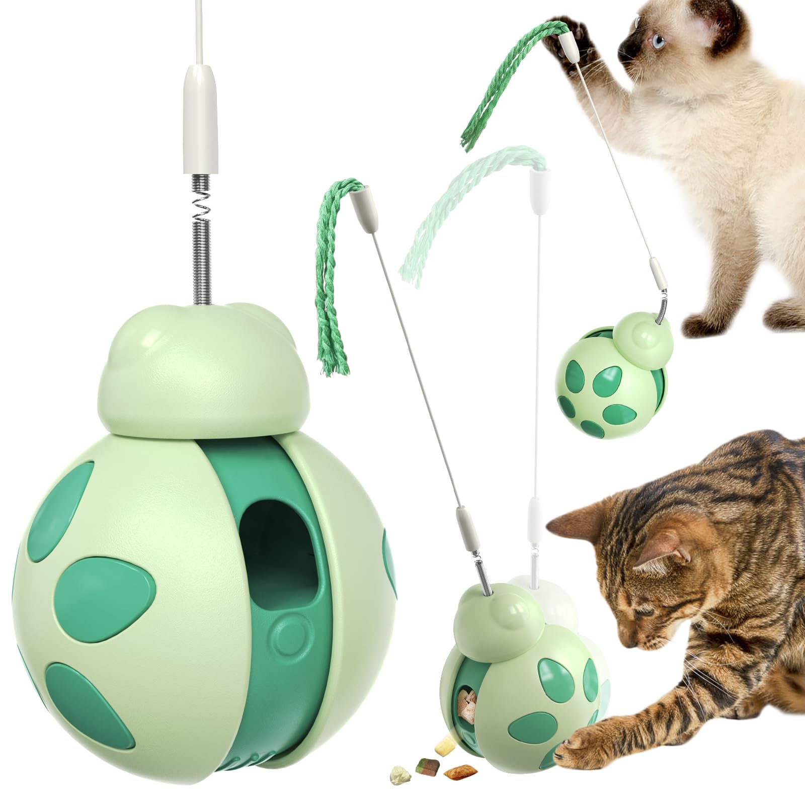 BSISUERM Cat Interactive Toys for Indoor Cats Kitten Teaser Wand Tumbler Cat Treat Puzzle Enrichment Chase Toy Kitty Food Feeder Weight Loss Balls Pet