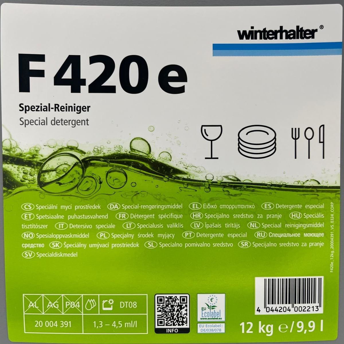 Winterhalter Detergente Professionale Lavastoviglie Industriale - Kit 3 Pezzi (2x F420e Detergente Liquido + 1x B100N Brillantante) - 6.7 L Detersivo Liquido per Ho.Re.Ca.