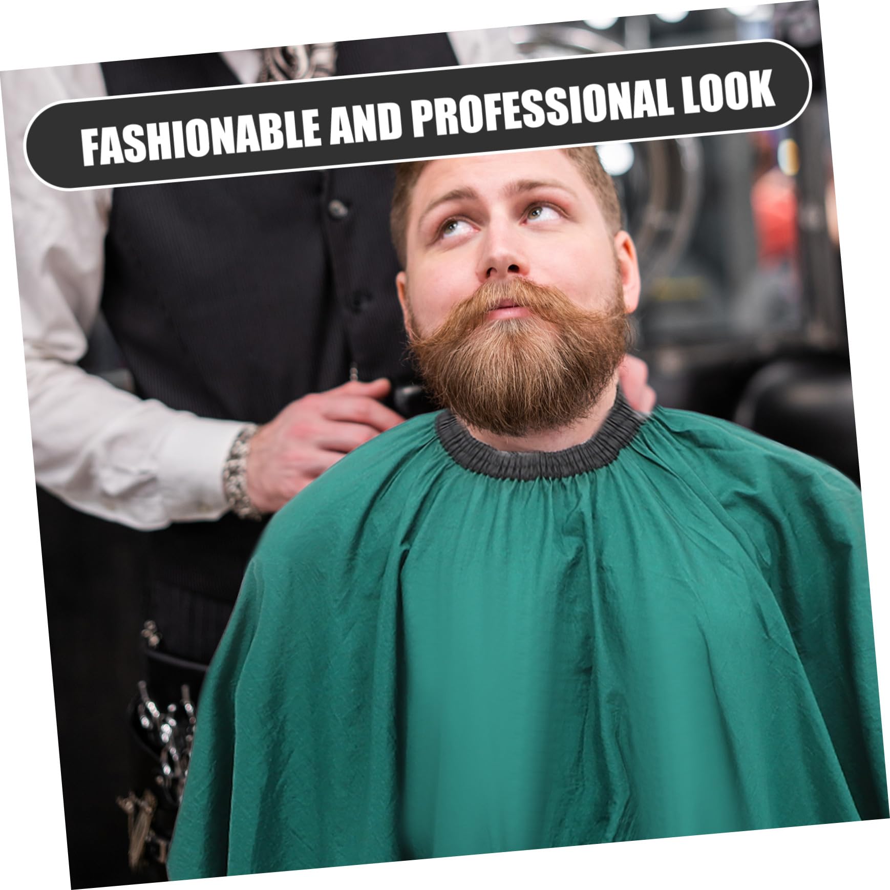 Corte de Pelo para Adultos con Mangas y Reutilizable para Peluquerías y Barberías Protección Profesional contra Residuos de Cabello Flexible y Resistente Color Verde Salón