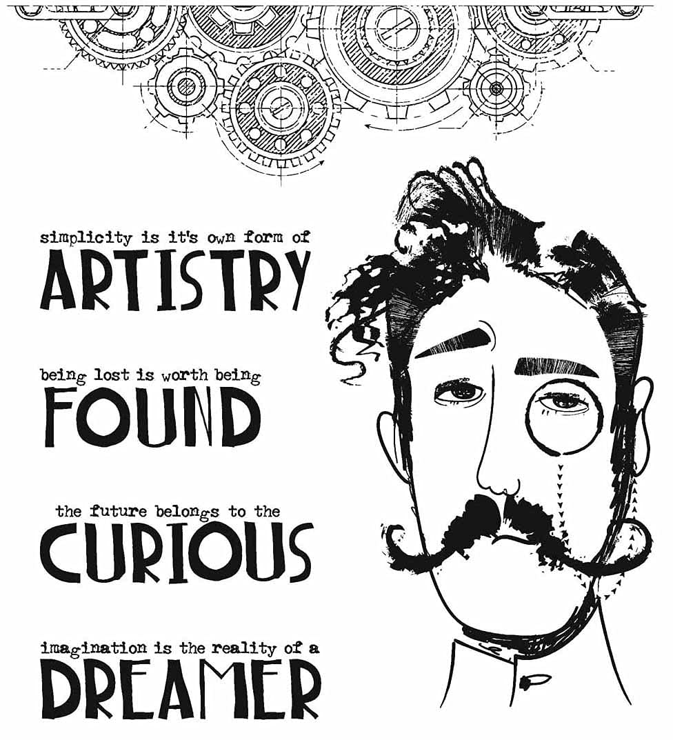 Stampers Anonymous Tim Holtz Cling Stamps 7"X8.5"-Observations