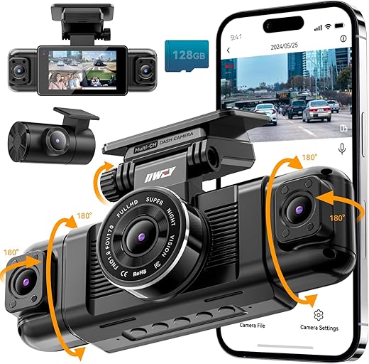 IIWEY N5 360° 4-Channel Dash Cam w/ App & Wi-Fi
