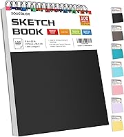 Soucolor 9x12 Spiral Bound Sketchbook - 100 Sheets Acid-Free 68lb/100gsm Paper, Ideal Sketch Pad for Artists, Kids & Beginners