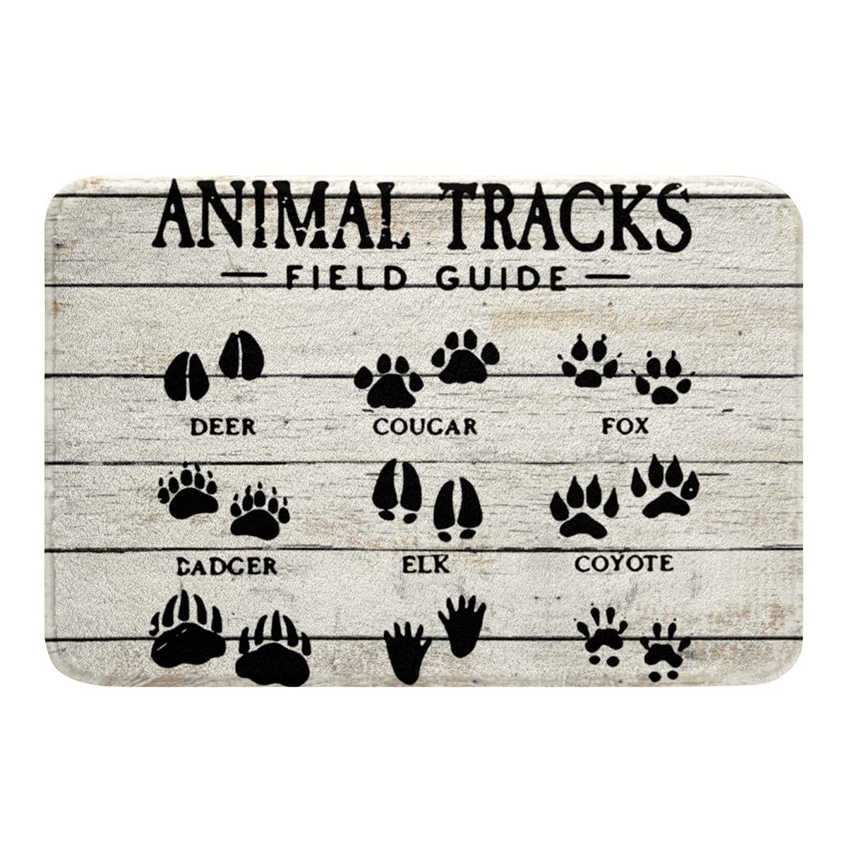 Bear Paws Bathroom Rugs Kids Farmhouse Wild Animal Paw Bath Mats Non Slip Boys Girls Nature Fox Deer Theme Bath Rugs for Bathroom Retro Wood Grain Bathroom Accessories Doormats Floor Mat 20