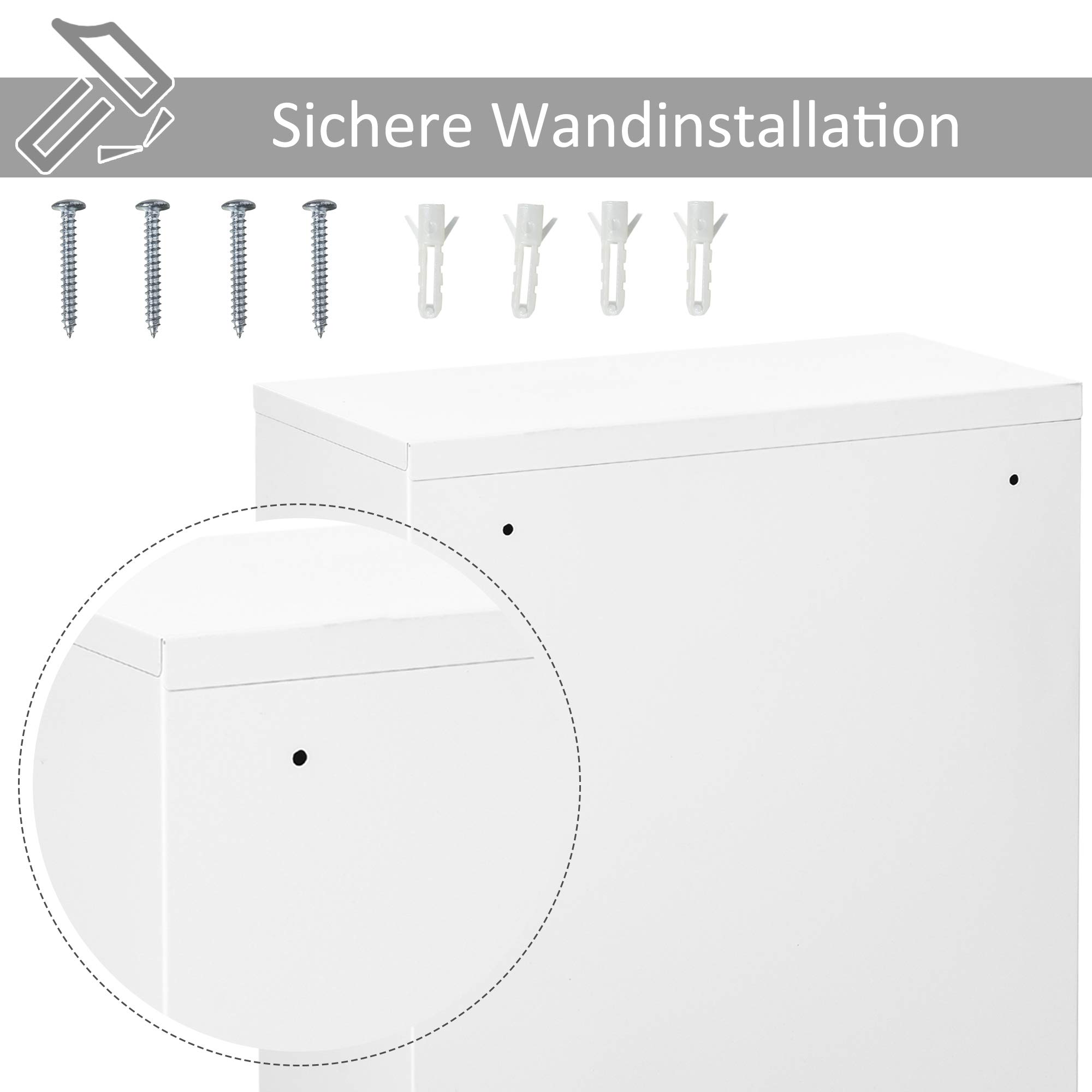kleankin Medizinschrank Arzneischrank zur Medikamenten-Aufbewahrung, Abschließbar Medikamentenschrank Metall mit 3 Fächern Erste-Hilfe-Schrank, 40 x 18 x 60 cm, Weiß