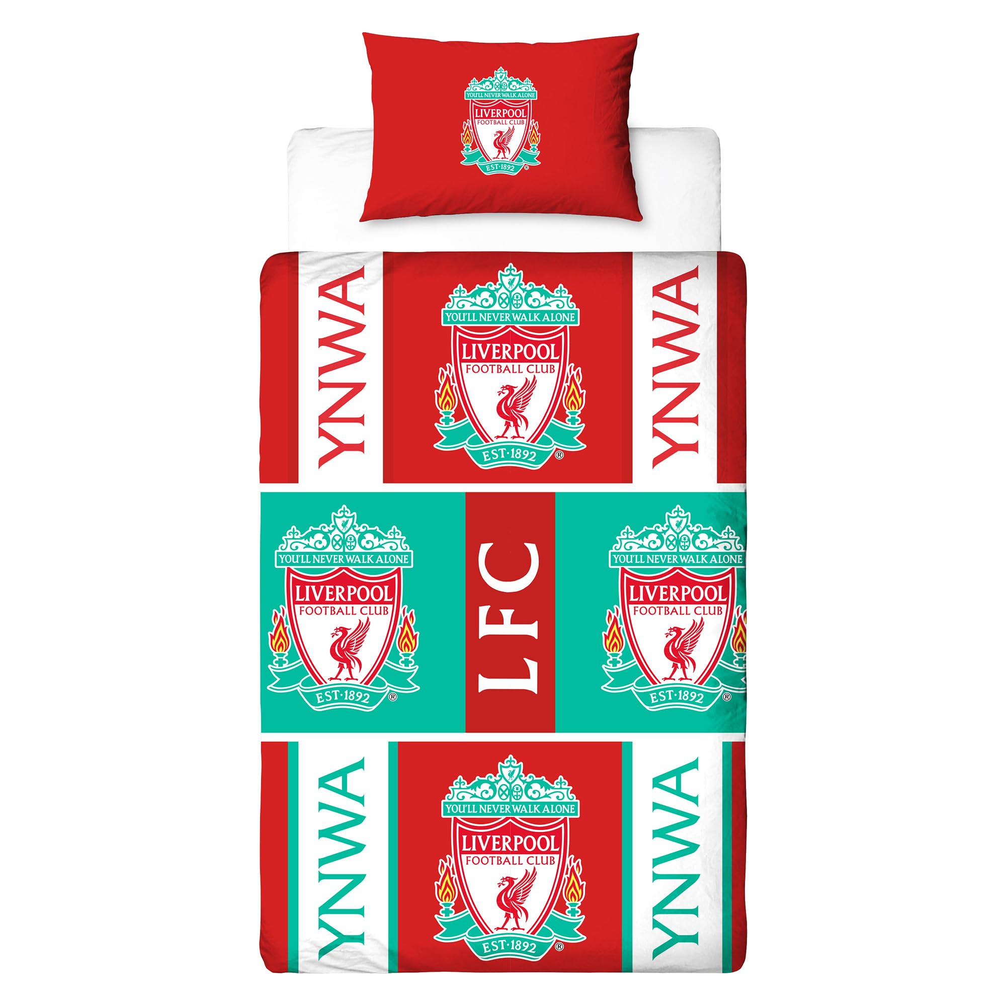 Character World Liverpool FC Single Duvet Set – Official Licensed Reversible Bed Linen – Red & Black Liverpool Crest Design