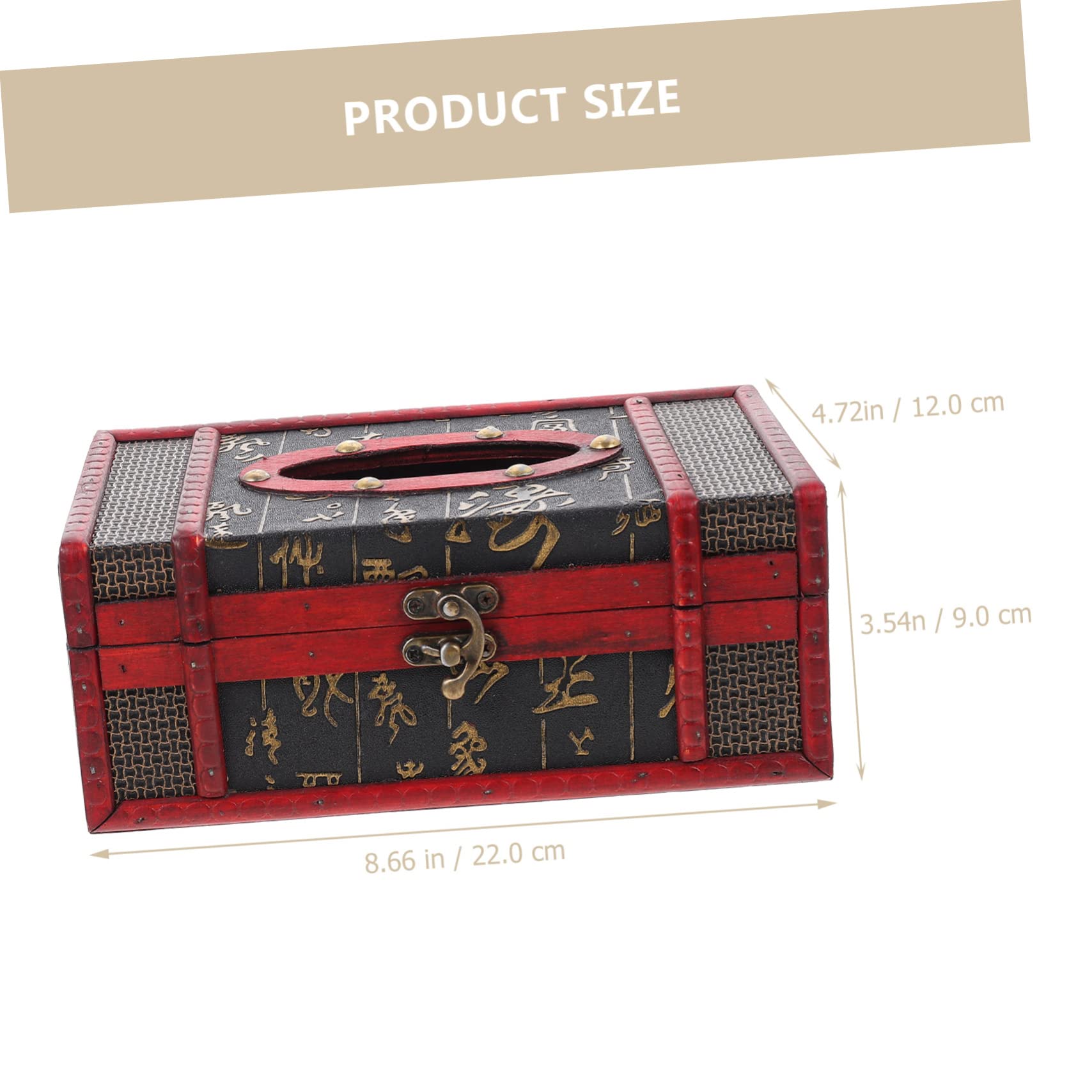 PRETYZOOM Chinese Style Tissue Box Cover Vintage Tissue Holder for Home Office Car Restaurant Plywood Napkin Box with Elegant Design Compact Storage