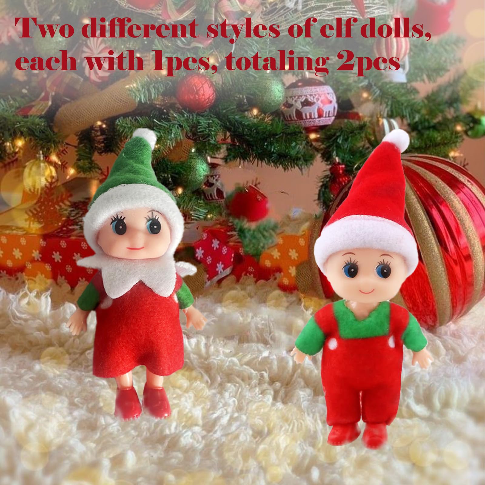 POPOYU 2PCS Christmas Mini Elf Dolls - Image 3