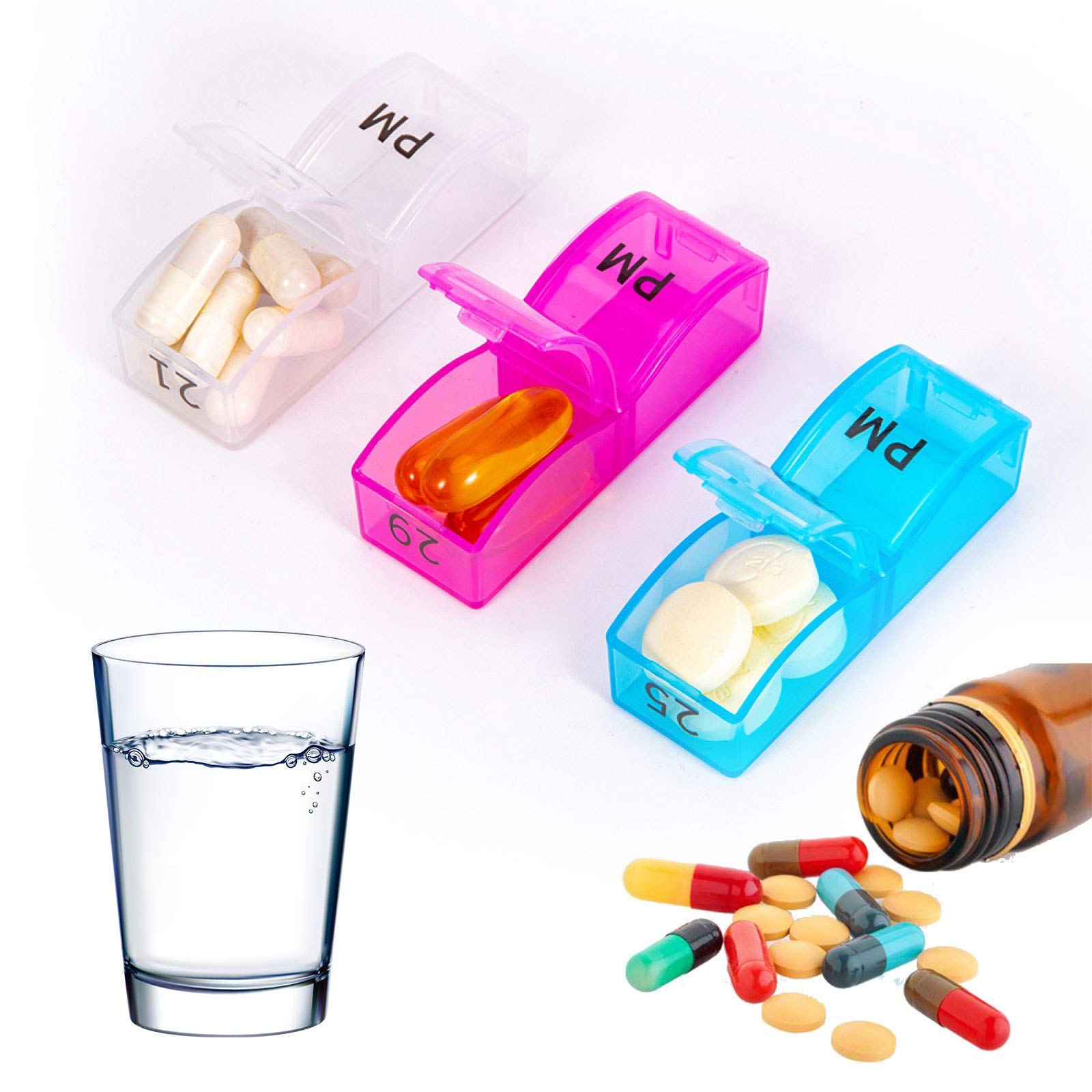 Pastillero organizador para tableta, 31 días, 2 veces con 32 compartimentos grandes, pastillero portátil para vitaminas, suplemento de aceites de pescado