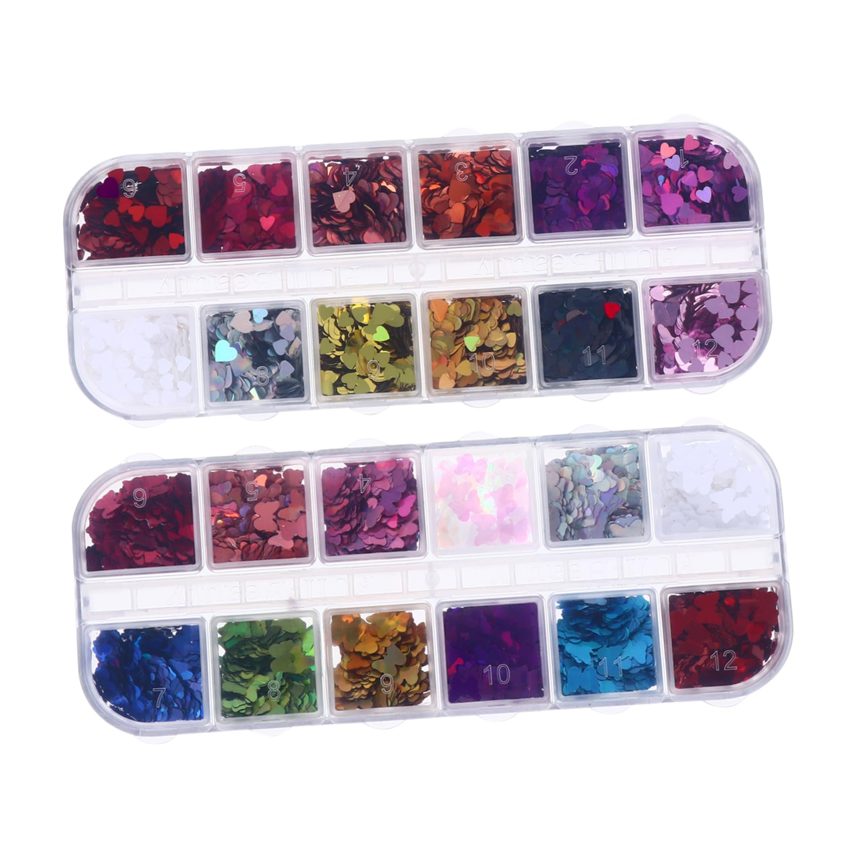 FOMIYES Heart Nail Stickers 2 Boxes Sequins Manicure Decorations for Women Easy DIY Nail Art Party Holiday Dec
