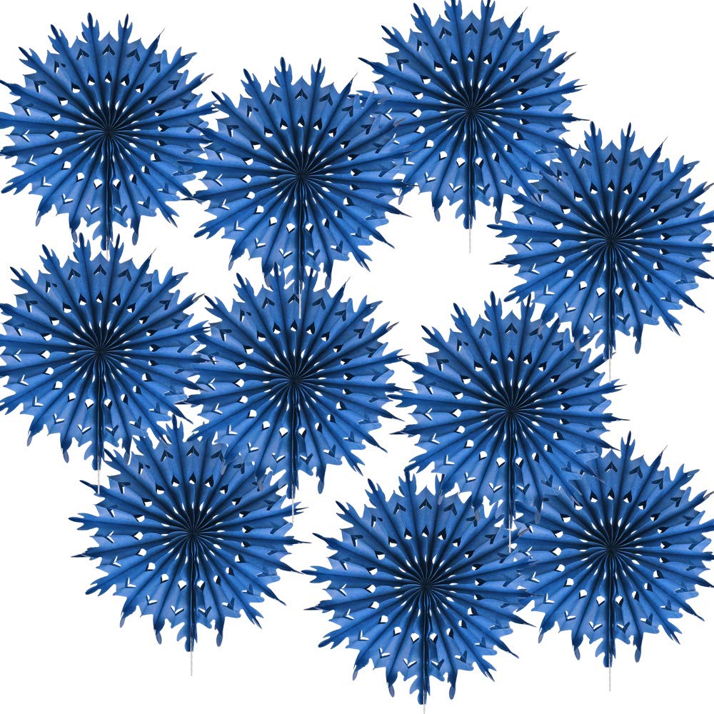 Time to Sparkle 12"(30cm)-10pcs Hanging Fans Tissue Paper Fan Paper Flowers Baby Shower Birthday Wedding Snowflake Christmas | Fan-royal Blue | — image 1