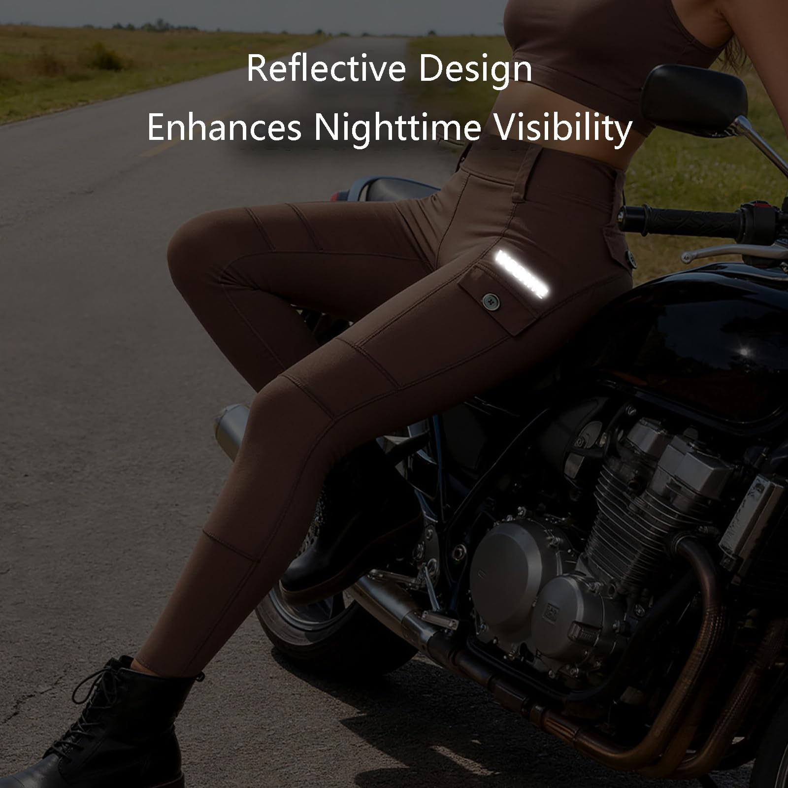 Damskie Legginsy Motocyklowe Slim Fit, Lekkie Spodnie Biker Z Wyjmowaną Ochroną I Kieszeniami Cargo Do Jazdy Miejskiej I Codziennego Użytku