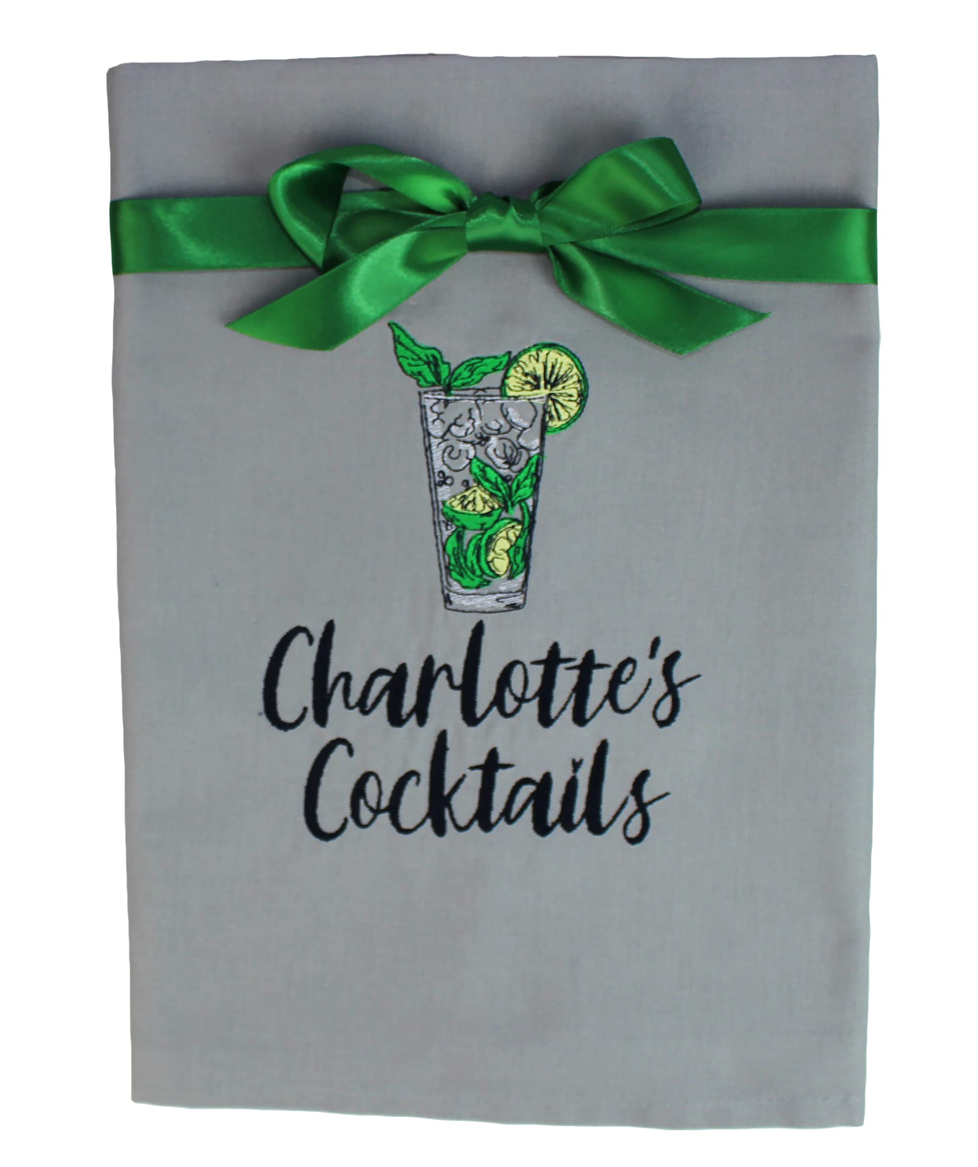 TeddyTs Personalised Mojito Cocktail Grey Tea Towel, 70CM x 50CM (Approx)