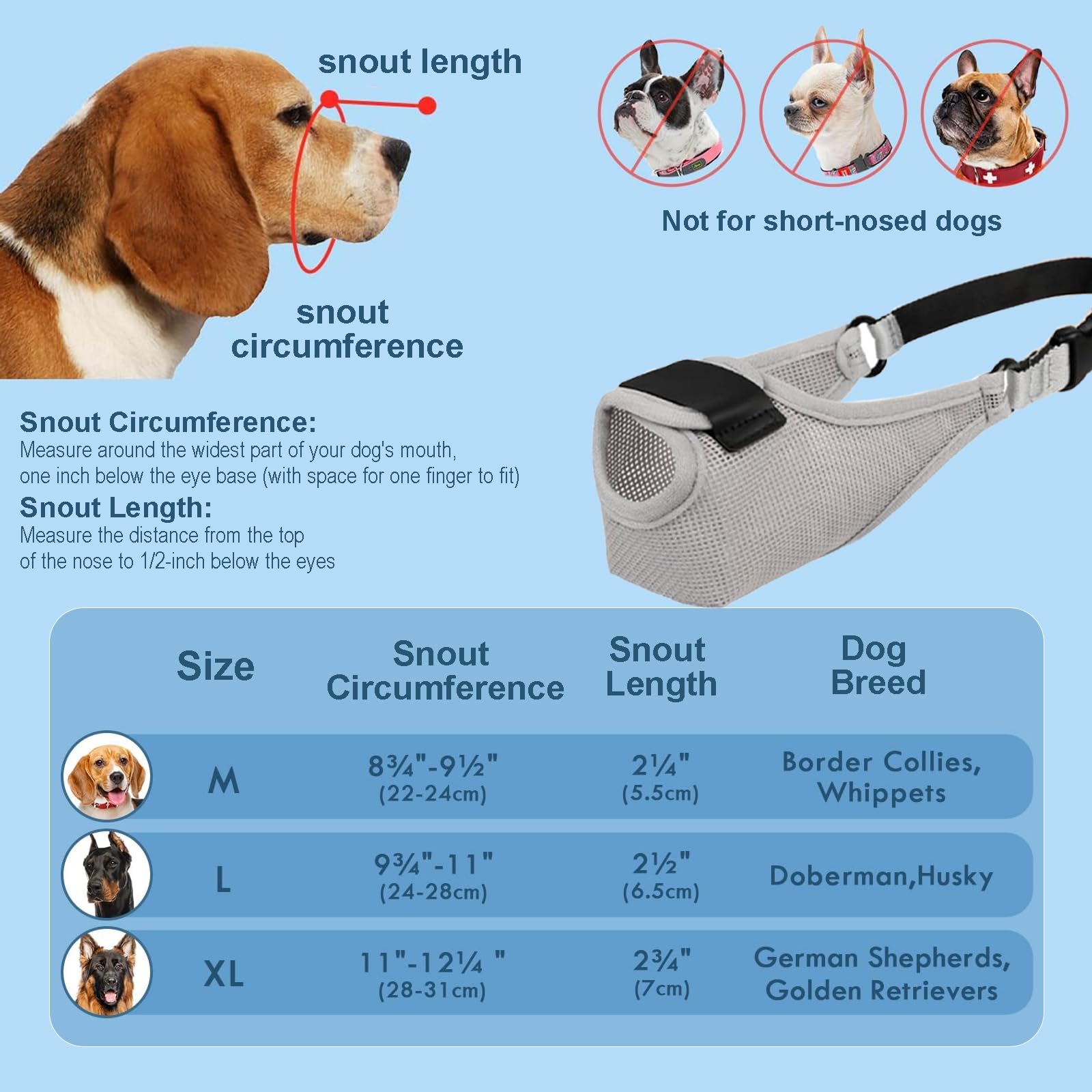 Dog Muzzle, Muzzle for Medium Large Dogs Adjustable Breathable Mesh Dog Muzzles for Training Prevent Biting and Barking (XL) - Image 2