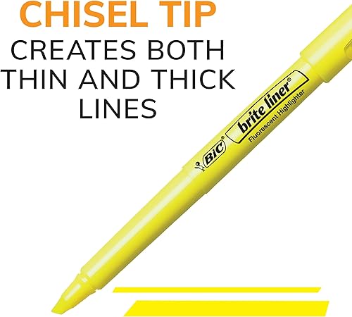 Miniatura 7 de BIC Brite Liner - Resaltador de punta de cincel, color naranja, 12 unidades (paquete de 1) y resaltador Brite Liner, punta de cincel, tinta azul