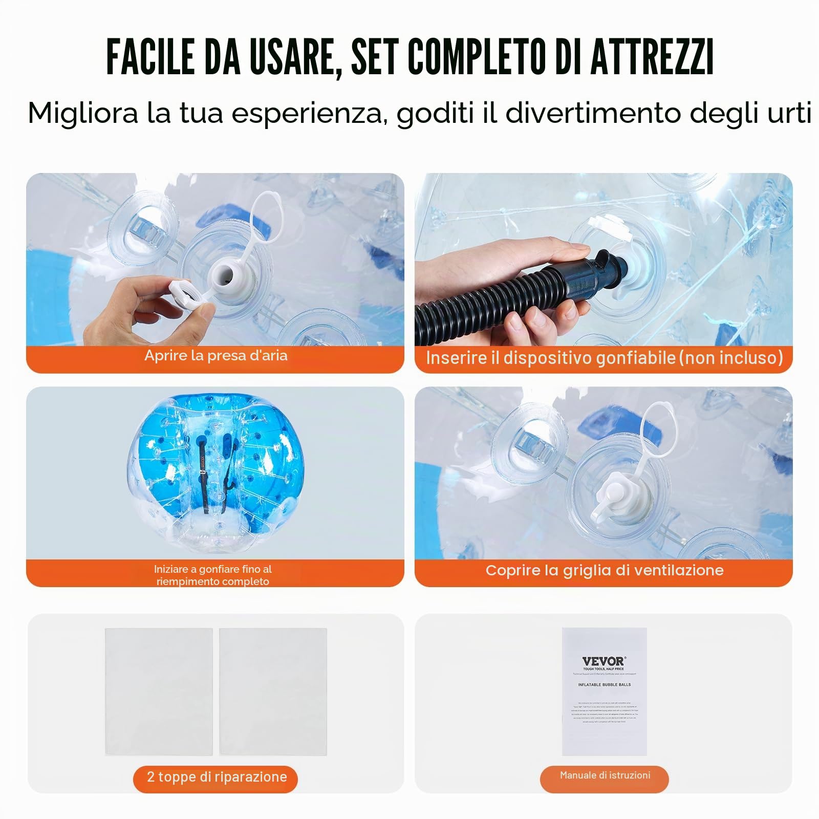 VEVOR Confezione da 2 palline gonfiabili Sumo Zorb da 1,5 m, per adolescenti e adulti, 0,8 mm di spessore, in PVC, per criceti umani, per giochi di squadra all'aperto, giochi di squadra, giocattoli