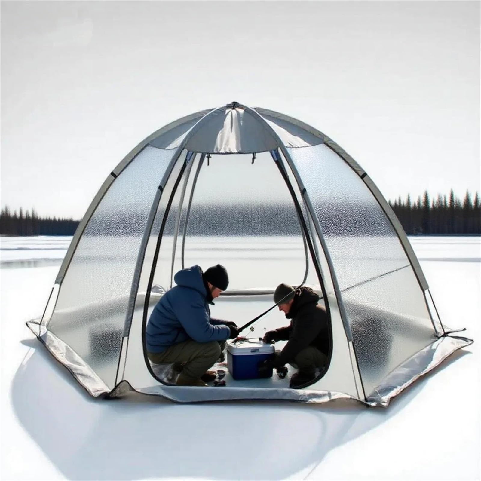 Tente De Peche Tente à Bulles Transparente for 4 à 6 Personnes, for la pêche sur Glace, Coupe, Hiver, Double Porte, for l'extérieur, for Bronzer dans Le Jardin