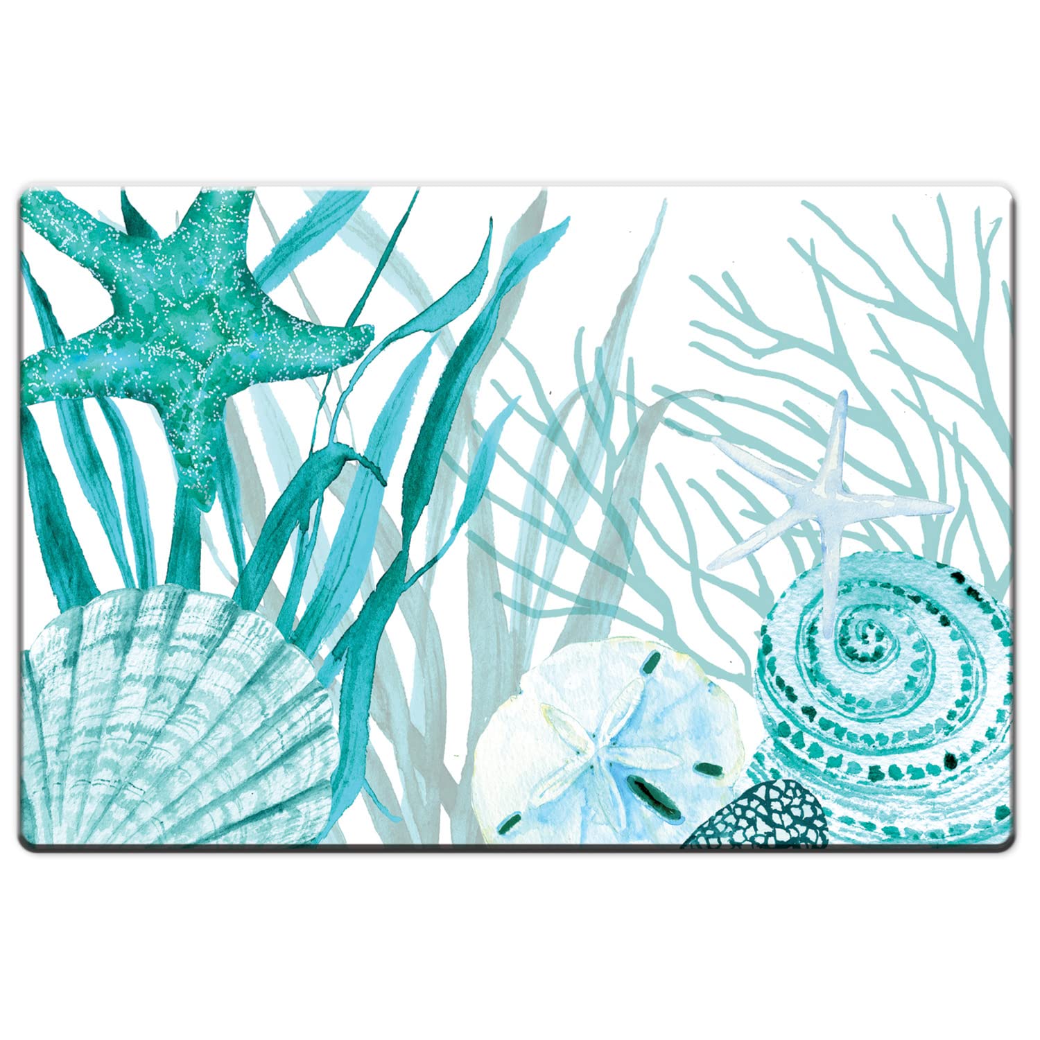 CounterArt Coral Life 30” x 20” Decorative Vinyl Comfort Floor Mat Manufactured in The USA, Waterproof, Reduces Muscle Fatigue, Easy to Clean