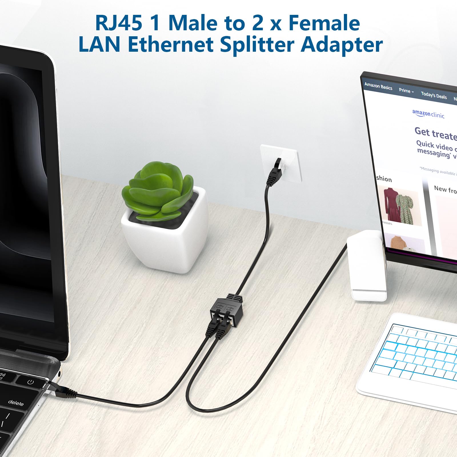 Amazon.co.jp: RJ45 オス1 - メス2 x LANスプリッターネットワーク