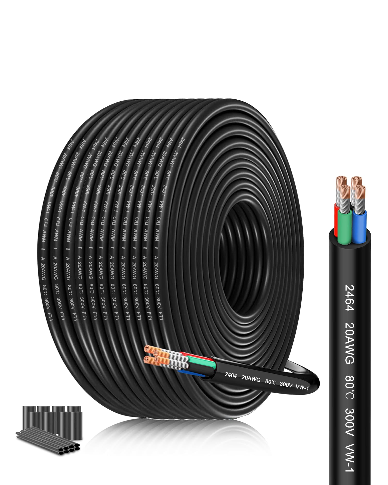 20/4 AWG Electrical Wire, Black, 82.02FT