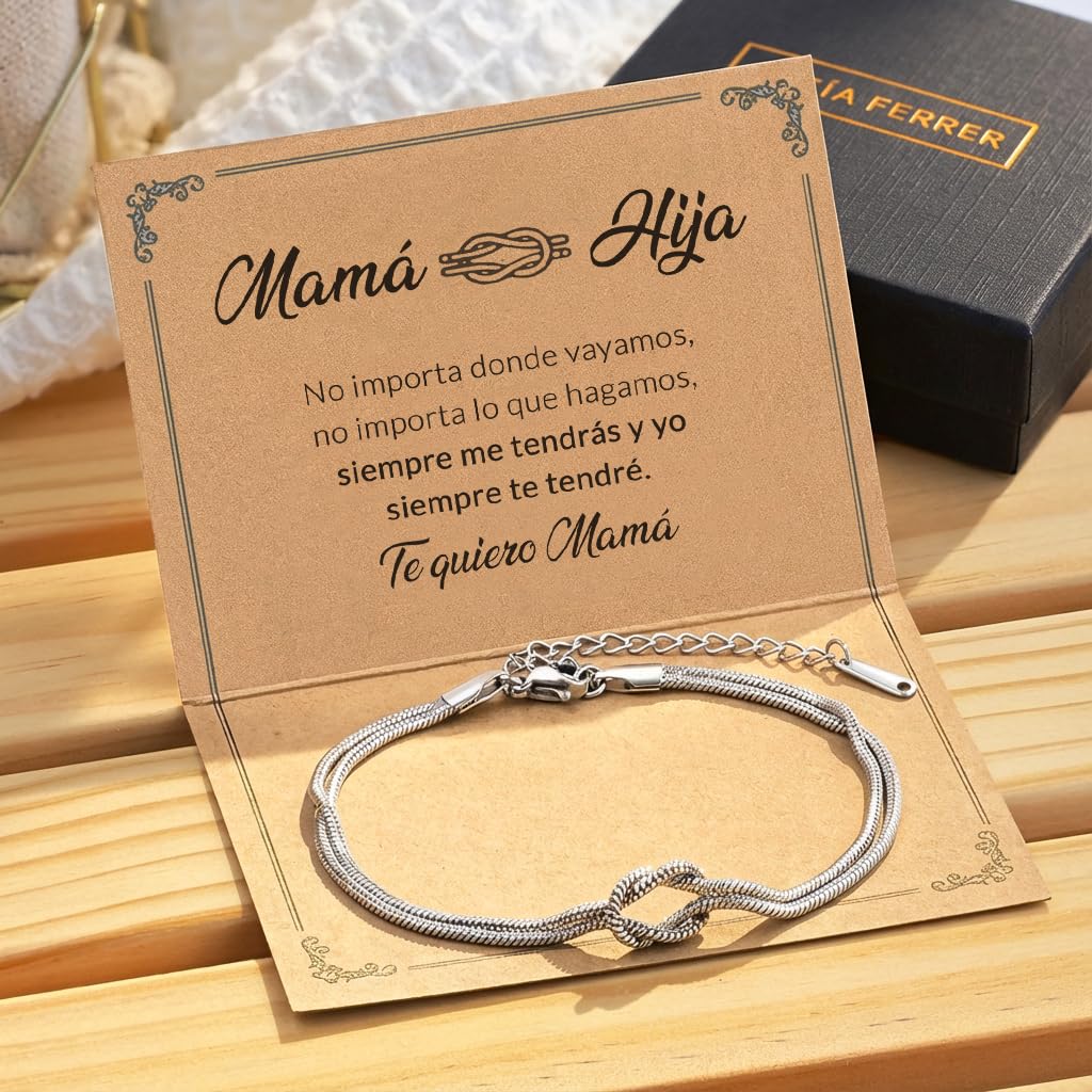 Pulsera Mamá de Acero Inoxidable con Tarjeta Dedicatoria para Dia de la Madre, Caja Lista para Entregar, Ideas de Regalos Para Madres, Elegante, Emotivo - 5