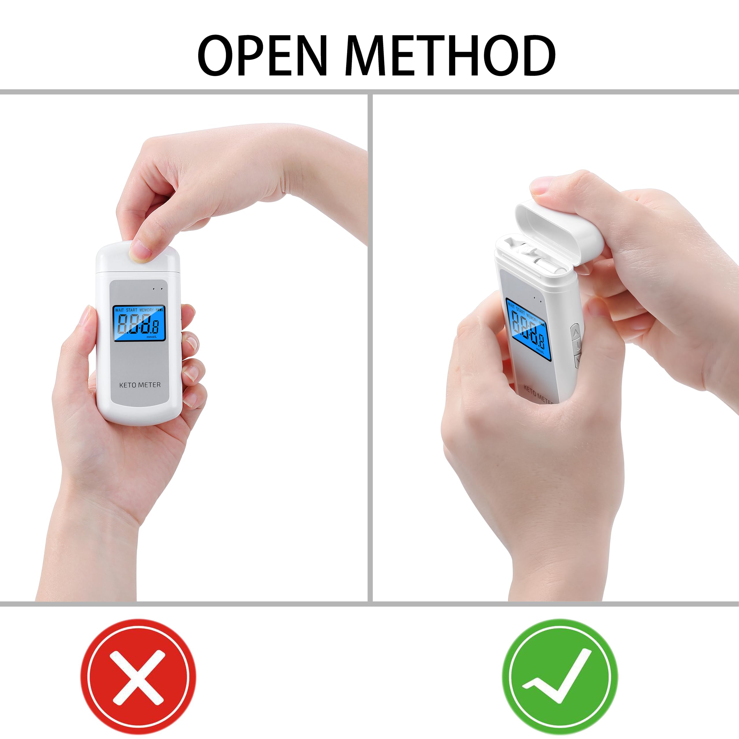 Ketone-Atemmessgerät Professionelles Ketone-Atemmessgerät Tragbares Ketose-Atemmessgerät USB-aufladbares Ketone-Atemmessgerät mit 10 austauschbaren Mundstücken für Ketosetests