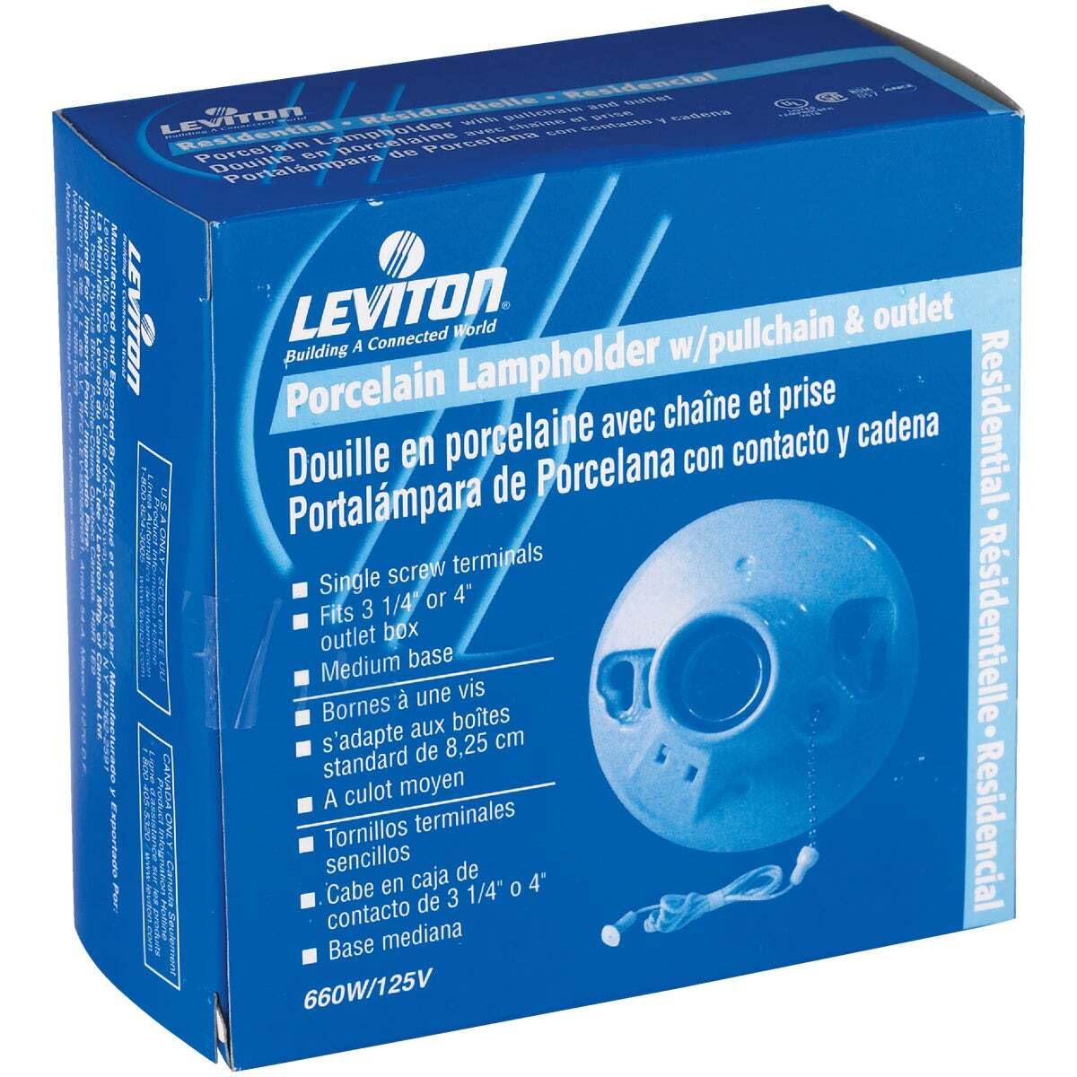 Leviton Porcelain Outlet Box - White -3 Leviton Porcelain Outlet Box - White -3