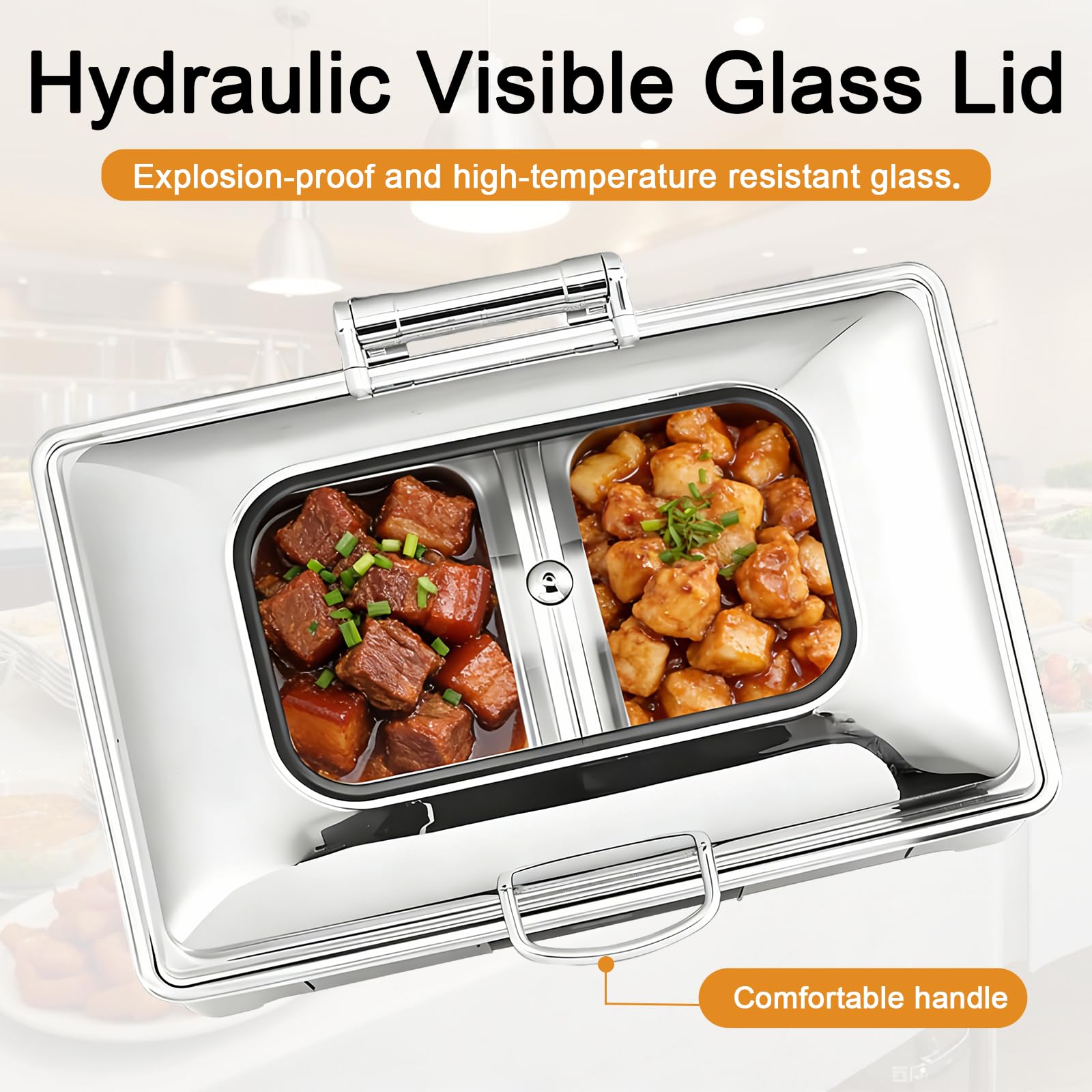 Chafing Dish Elettrico 9L, Temperatura Regolabile 35-85℃(FULL PAN) | Professionale Scaldavivande Elettrico per Buffet in Acciaio Inox, Contenitore Scalda Cibo per Buffet, Feste e Banchetti