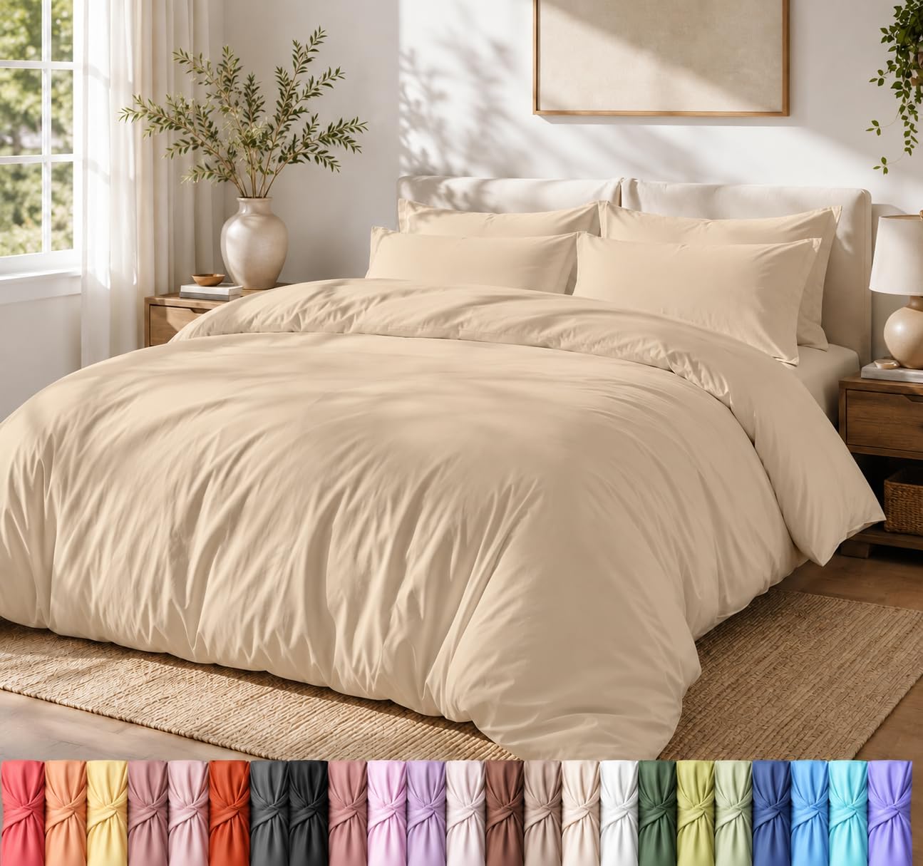 Bettbezug für Queen-Size-Betten, 3-teilig, Polyester mit Reißverschluss