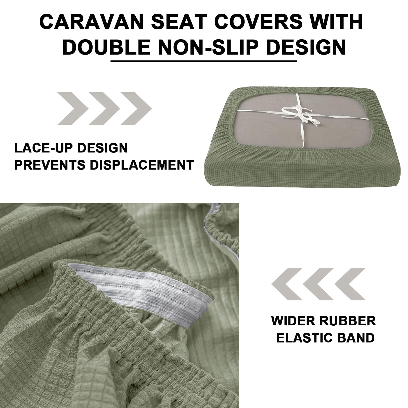 Coprisedile e schienale impermeabile per camper, in tessuto altamente elasticizzato, antiscivolo e lavabile, per divano e panca da roulotte (verde menta, adatto a L 165-200 cm P 65-95 cm)