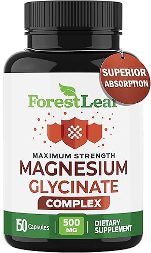 Complejo de glicinato de magnesio de 500 mg - Cápsulas de suplemento de magnesio para el sueño y la calma - Sin OMG, probado por terceros - 150