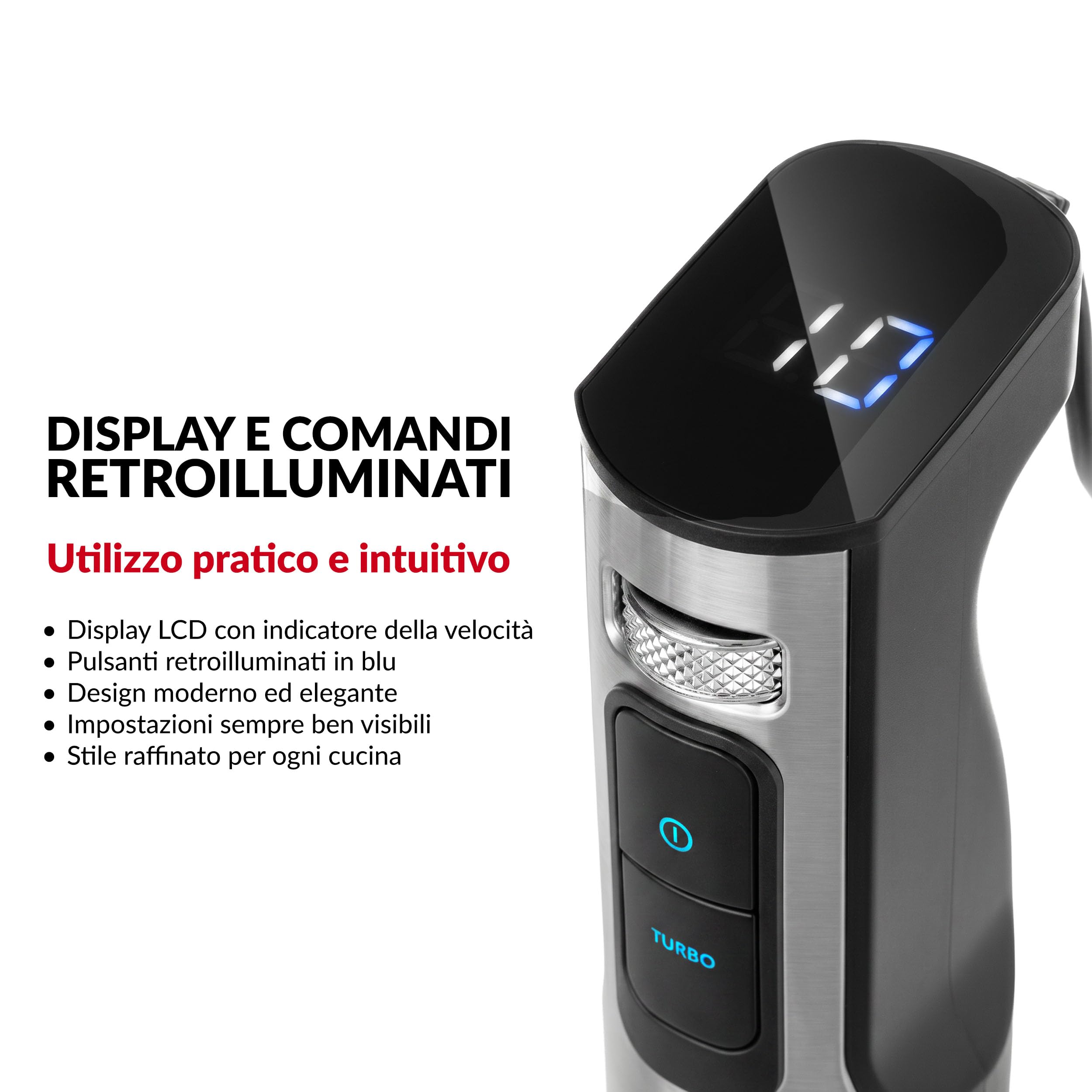 LEHMANN Set Frullatore a Immersione Multifunzione 10 in 1, 2000 W, 12 Velocità e Turbo, 12 Accessori, Bicchiere 800 ml, Tritatutto 600 ml & 1500 ml senza BPA, Sistema Antispruzzo e Antigraffio