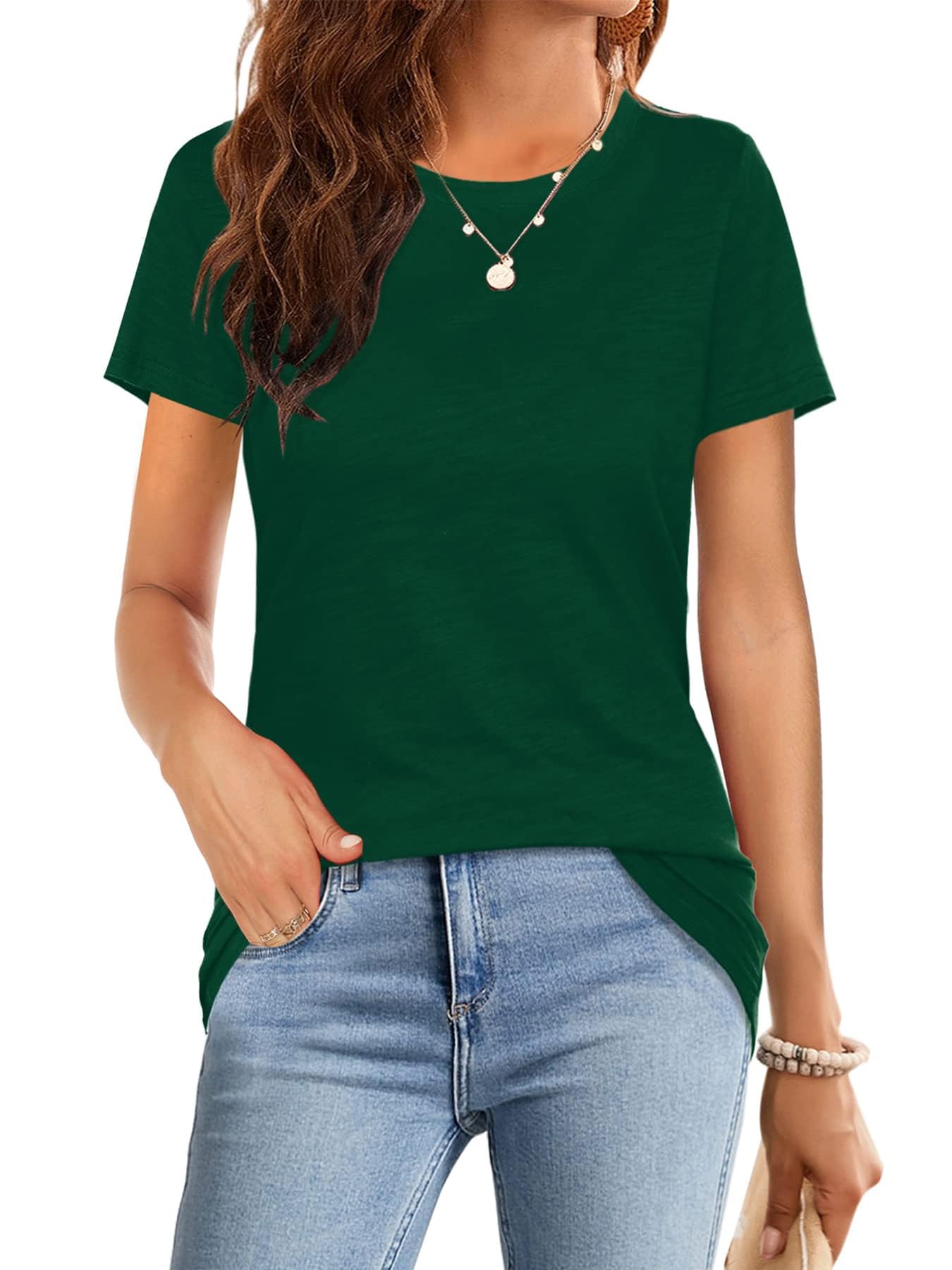 Suncife Lässiges Basic-T-Shirt für Damen, Rundhalsausschnitt, kurzärmelig, T-Shirt