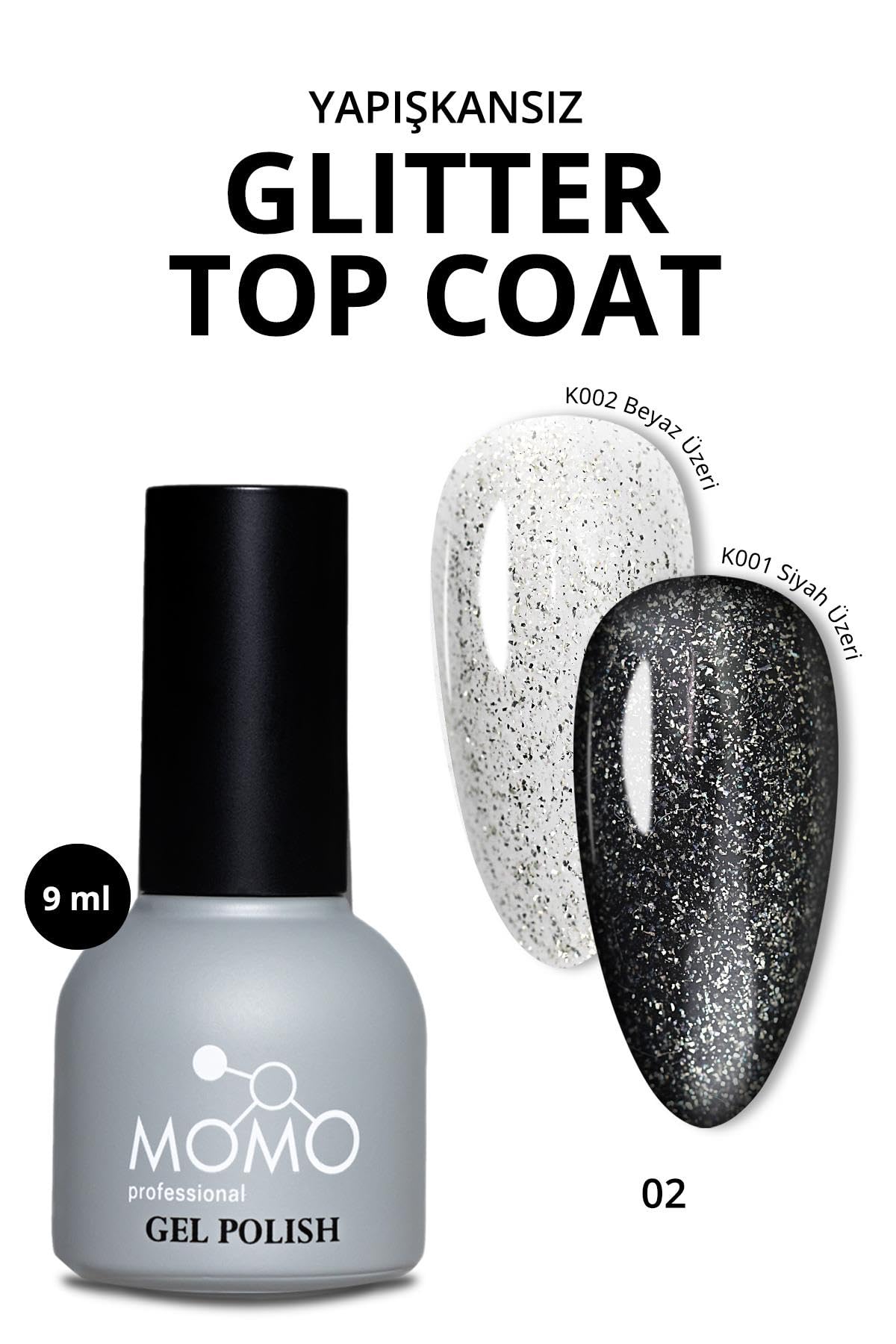 MOMO professional Kalıcı Oje İçin Glitter Top Coat 02 9 ml