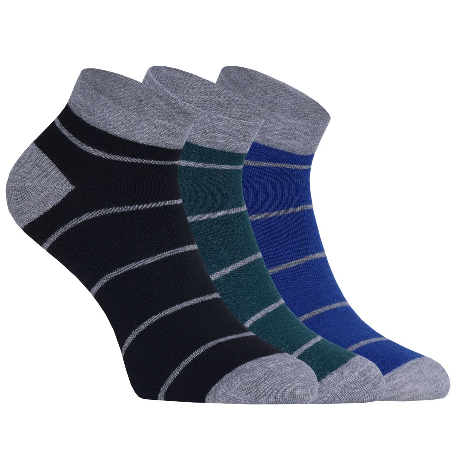 usoxo Low Cut Ankle Socks for Men & Boys I Made with Durable, Breathable Combed Cotton I Stylish Four Striped Design Comfortable Free Size Stock for Walking Jogging Yoga Daily Office Home - Set of 3-picture-26