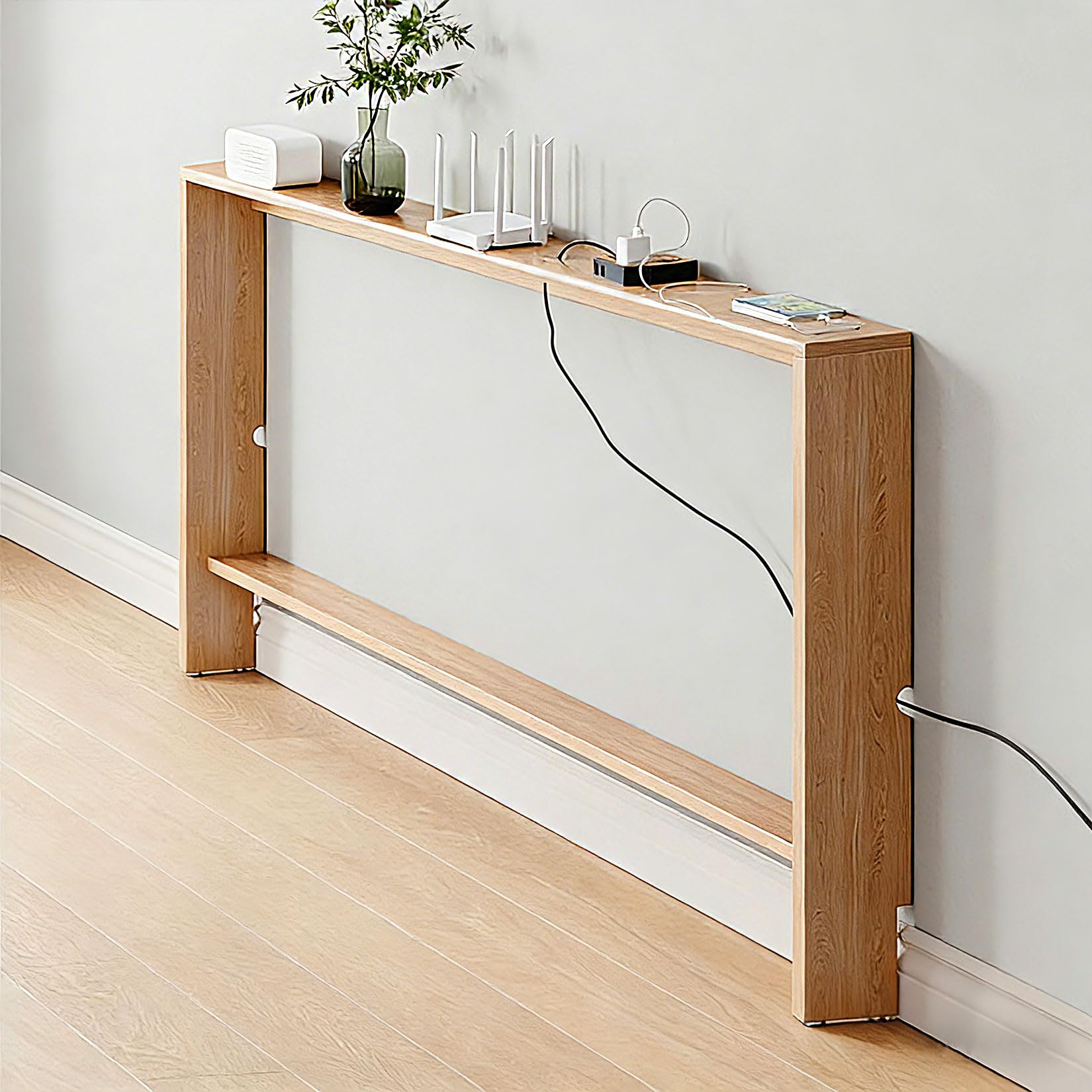 yurstcggh Narrow Console Table,Console Table with Adjustable Shelf,for Hallway,Behind The Couch,Living Room,Foyer,Easy Assembly 150ร10ร69cm Natural wood color