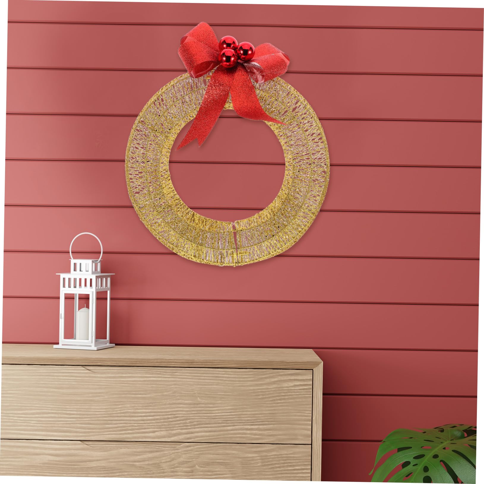 Navideña Metálica Luces LED Cálidas Guirnalda Decorativa Iluminada para Interiores y Exteriores Adorno Colgante para Puerta y Fiesta