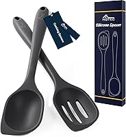 Vista 1 de HOTEC - Espátula de cocina de silicona resistente al calor, cucharas grandes y sólidas de cocina con ranuras para mezclar, servir, raspar
