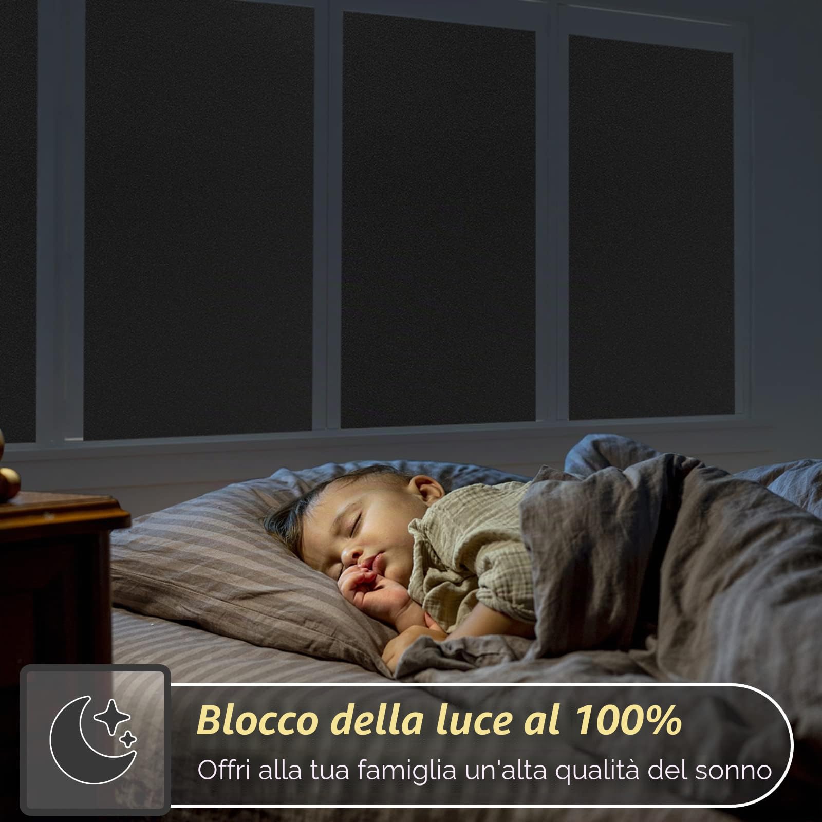 rabbitgoo Pellicola per Vetri Finestre Privacy 44.5x200cm Pellicola Oscurante Vetri Auto Non-Adesiva con Griglia Vetrofanie Privacy Finestre Anti-UV Nera Rimovibile per Ufficio, Bagno, Camera da Letto