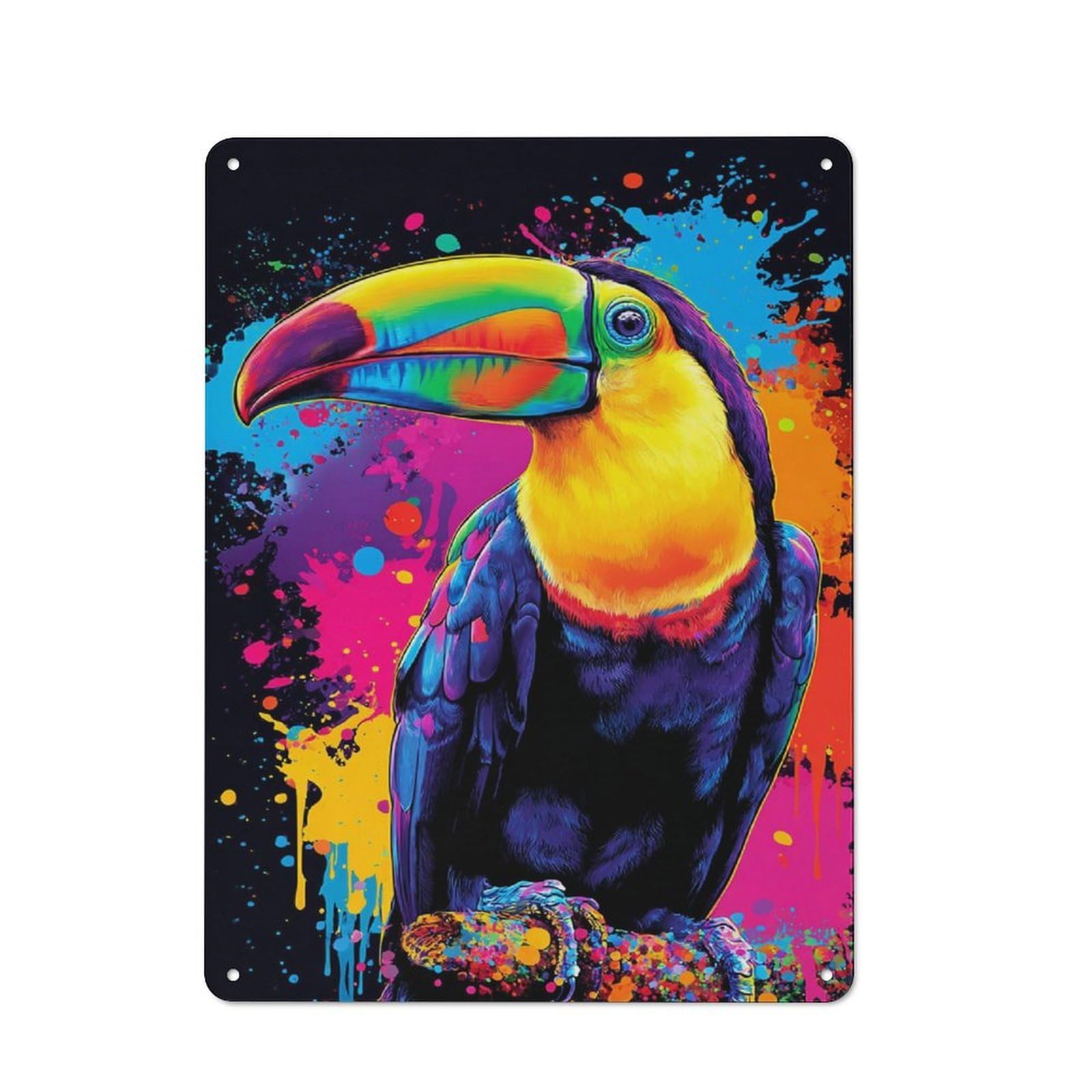 Vibrant Toucan Artwork -2 Metal Wall Art Sign 40x30cm, Vintage Vintage Wall Decor for Lounge, Study, Pub Or Wall Gallery