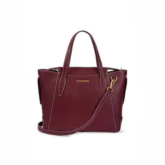 Accessorize London Women's Burgundy Marlowe Satchel Bag handbag for woman I hand