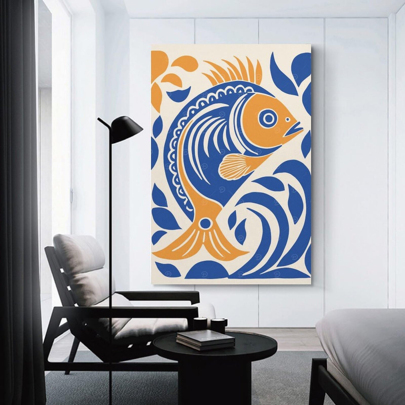 Junmoney Funny Gold Fish Room Decor Wall Art 20x30inch(50x75cm), for Wall Displays, Bedrooms Or Room Updates, Ideal for Building A Coordinated Art Wall