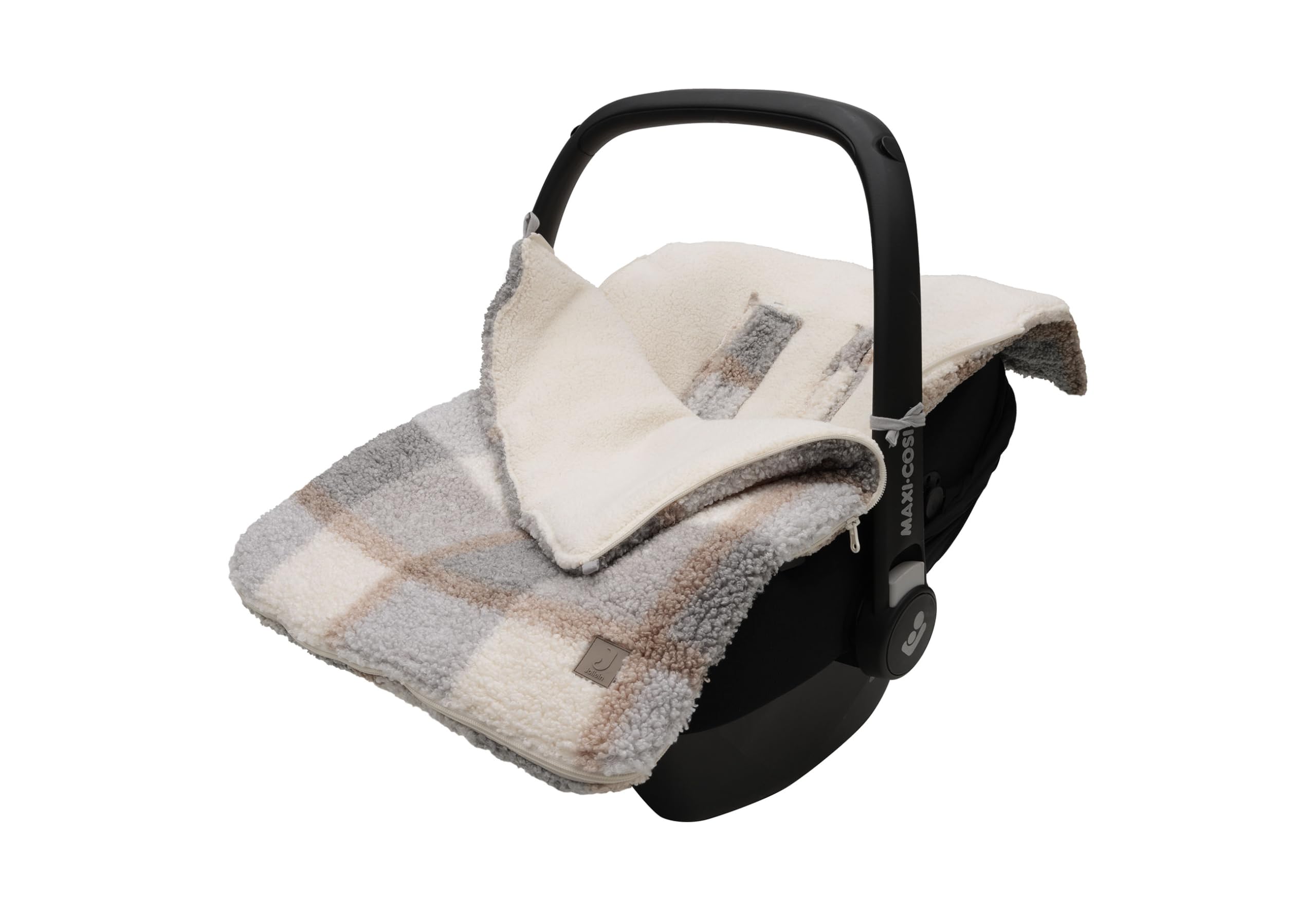 Jollein Check Boucle Teddy - Saco infantil para silla de coche del grupo 0+ y cochecito de bebé, para cinturón de 3 y 5 puntos