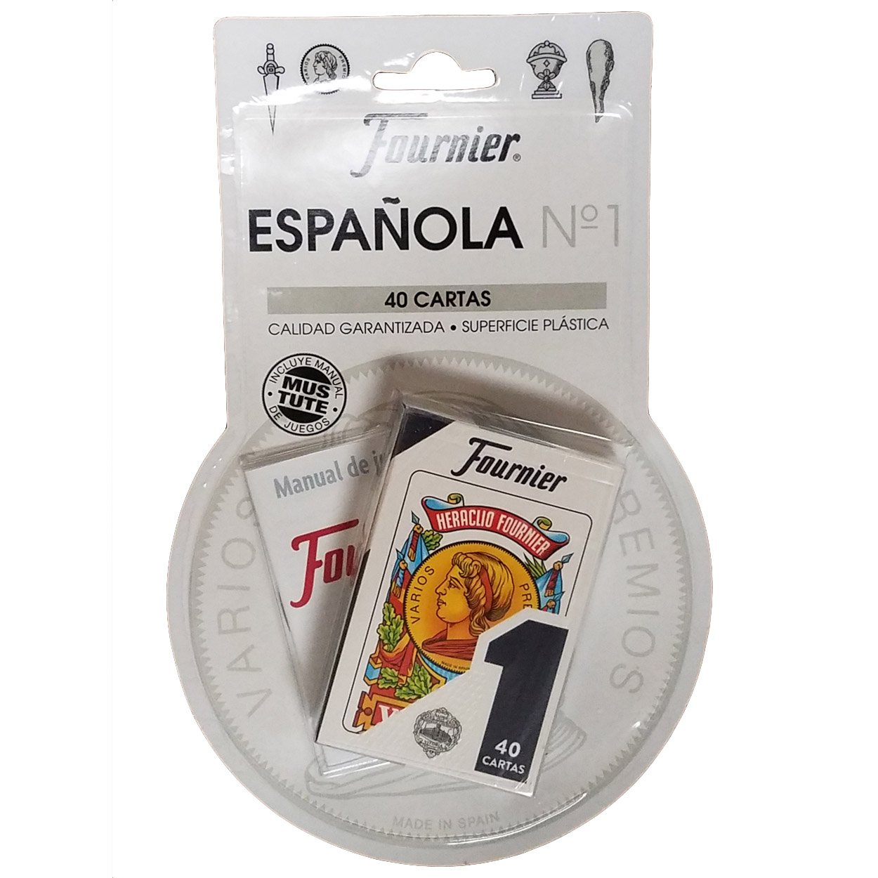 Set of 40 Fournier Spanish Playing Cards Tuck Case with Mus - Tute Instructions - Baraja Española Con Instrucciones