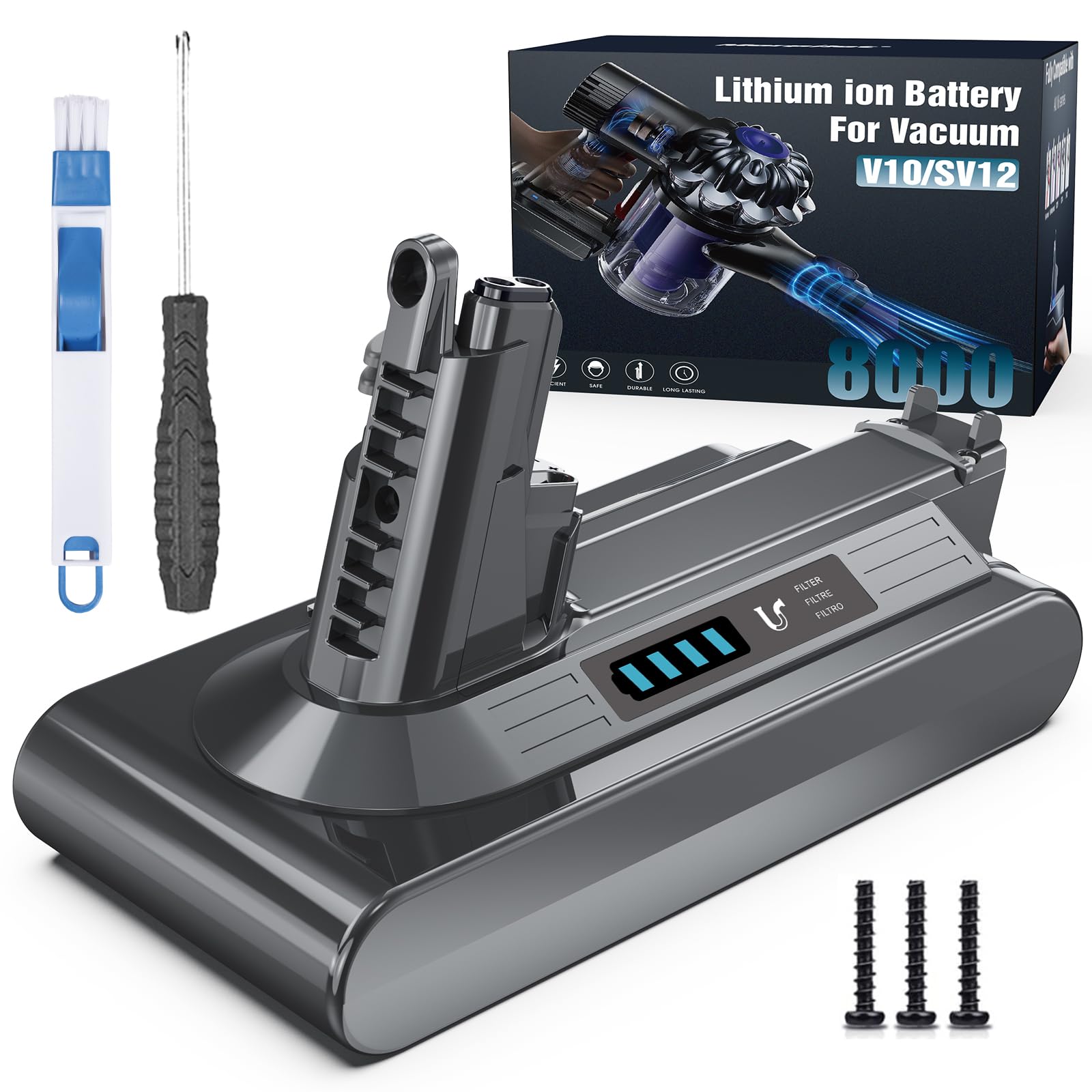 Morpilot Batteria per Dyson V10 SV12 8000mAh Dyson V10 SV12 Batteria per Cyclone, Animal, Absolute, Motorhead, Fluffy Aspirapolvere