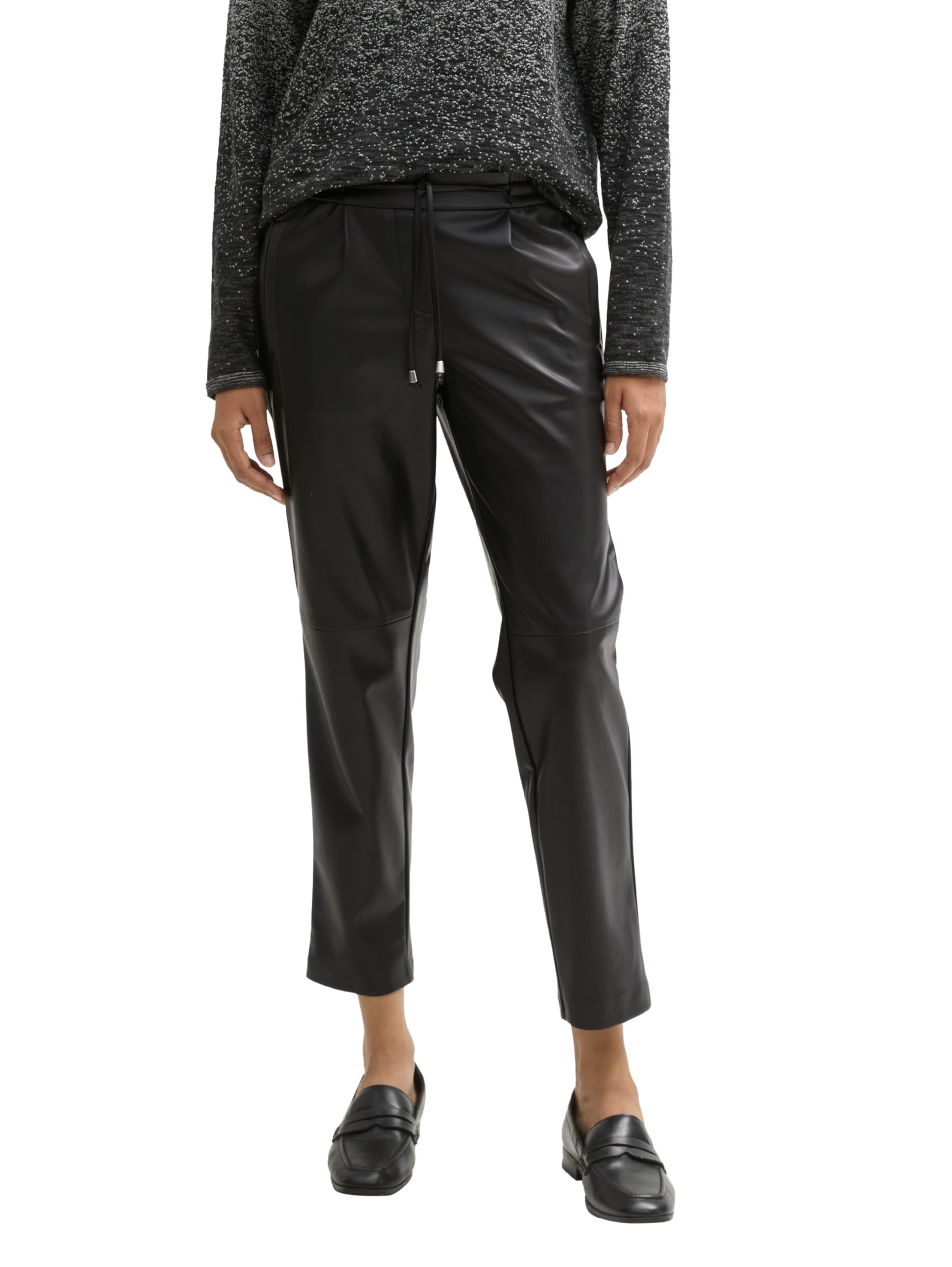 TOM TAILOR Women's Loose Fit Trousers, 14482 - Deep Black, 38W x 28L