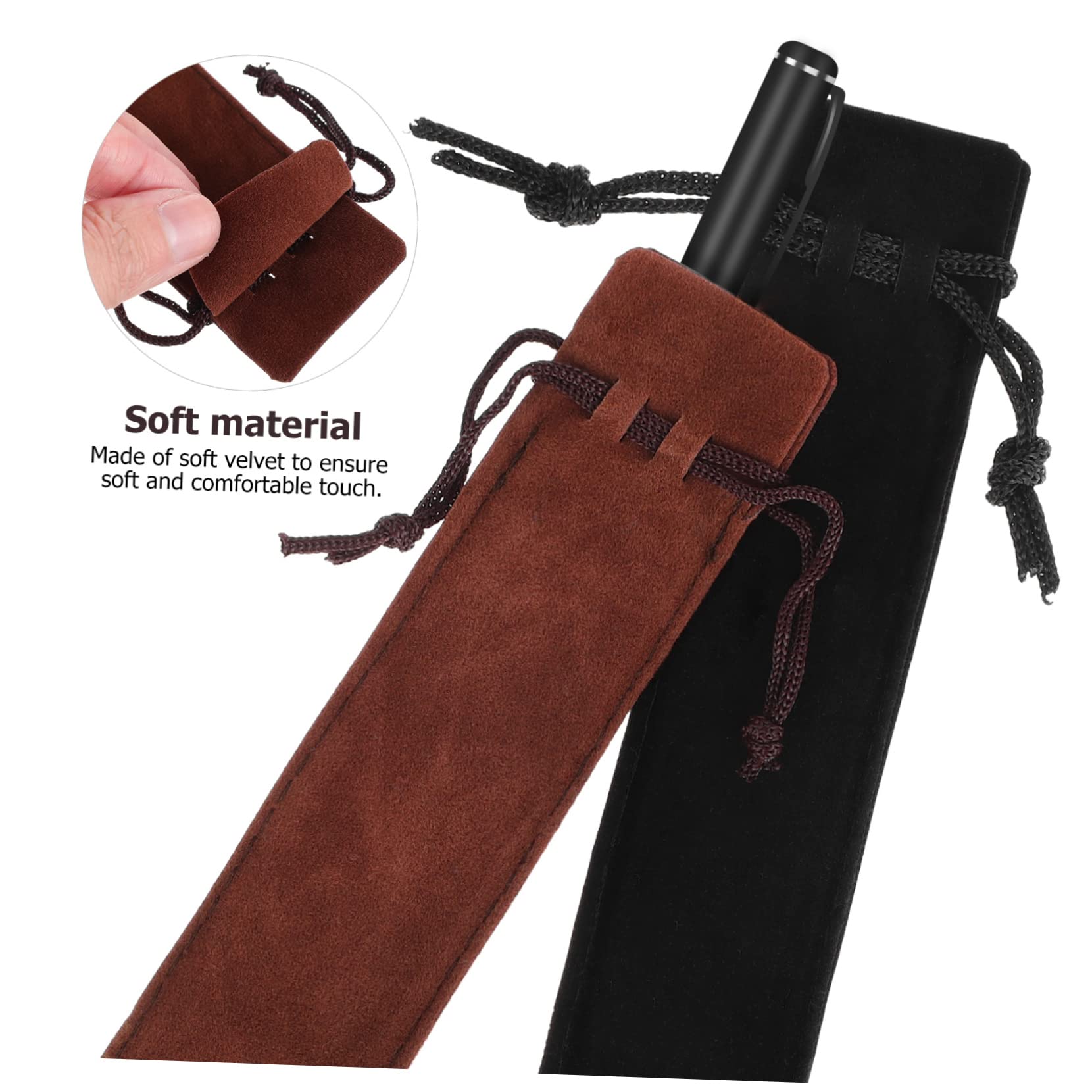 SEWACC 150piezas Bolsa De Bolígrafos De Cordón Unidades Negras Marrones Fundas para Lápices Almacenamiento De Material Escolar Organizador Práctico para Estudiantes y Profesores