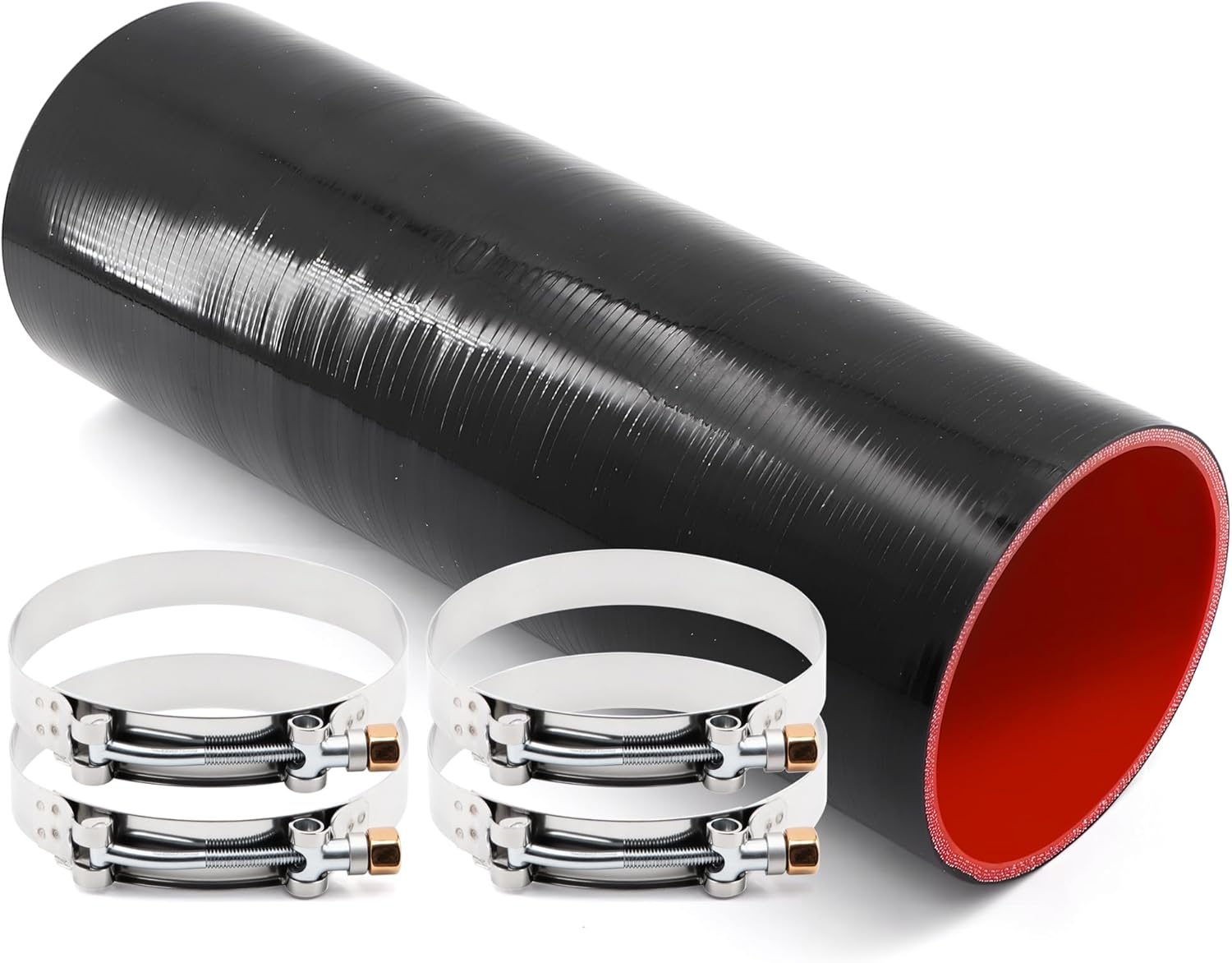 ID 4 inch Straight Coupler Silicone Hose 4 Ply 12 Inch Length as Turbocharger Tube Air Intake Pipe with 4 Stainless Steel T Clamps