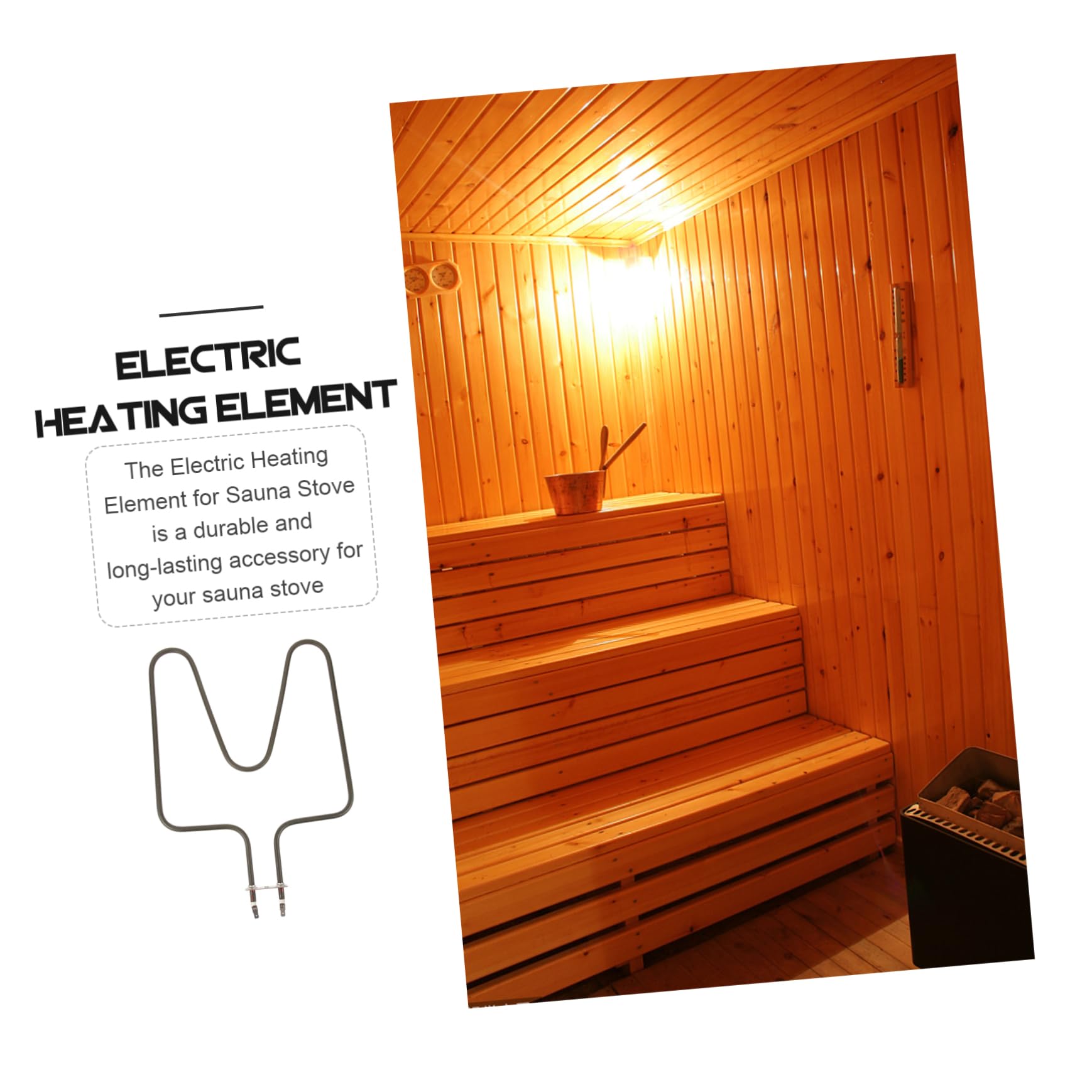Elemento Tubular de Sauna de Acero Inoxidable Negro, Calentamiento Rápido