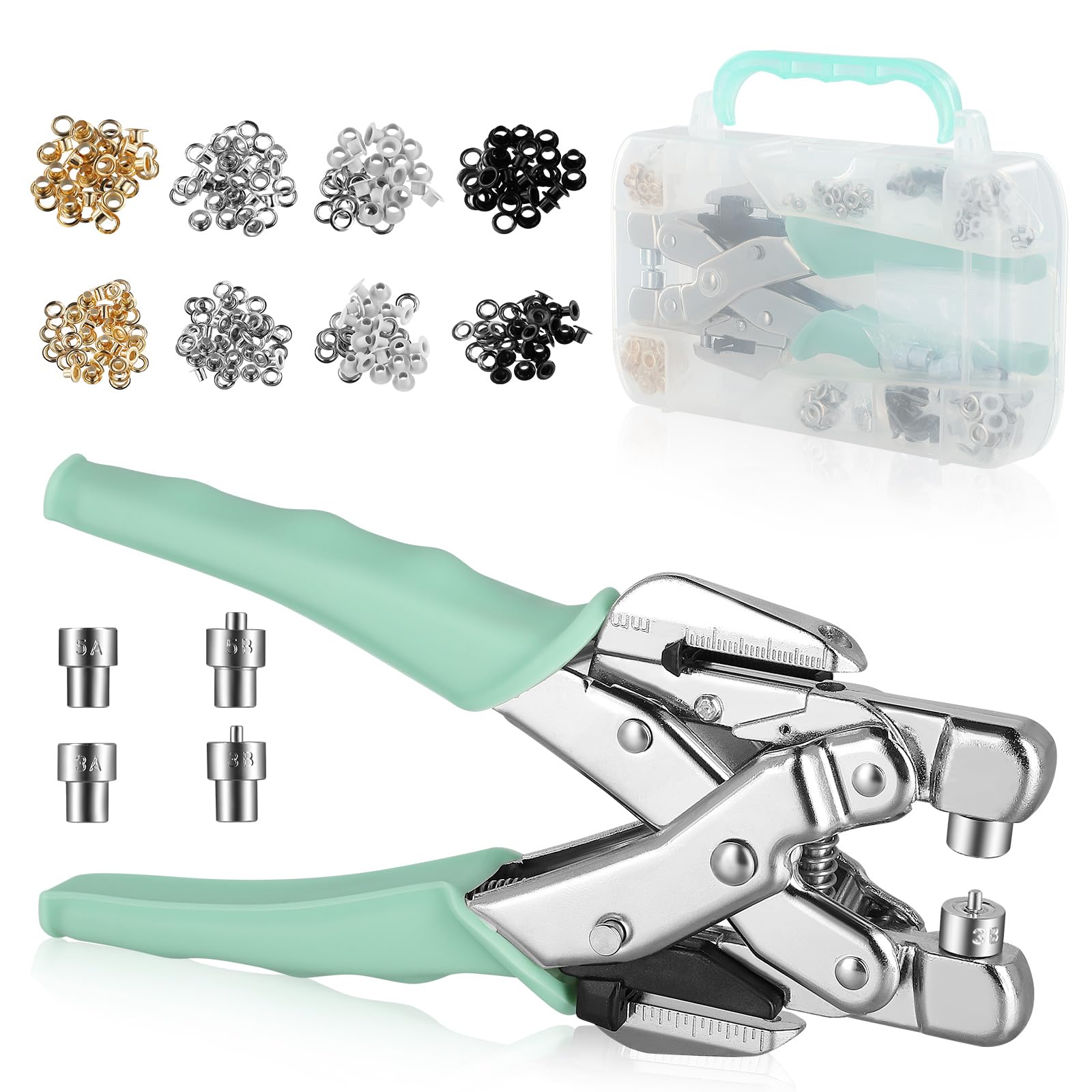 Set di pinze per occhielli 160PCS occhielli metallici da 3 mm e 5 mm utensili per occhielli con perforatore strumento di installazione di occhielli per teloni per tessuti scarpe borse in pelle VIHBRAI